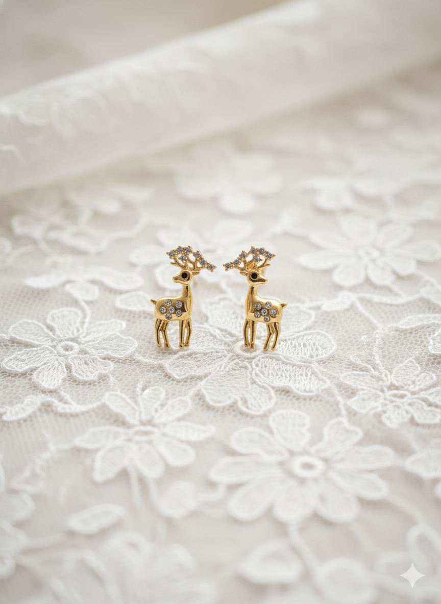 Golden Reindeer Earrings