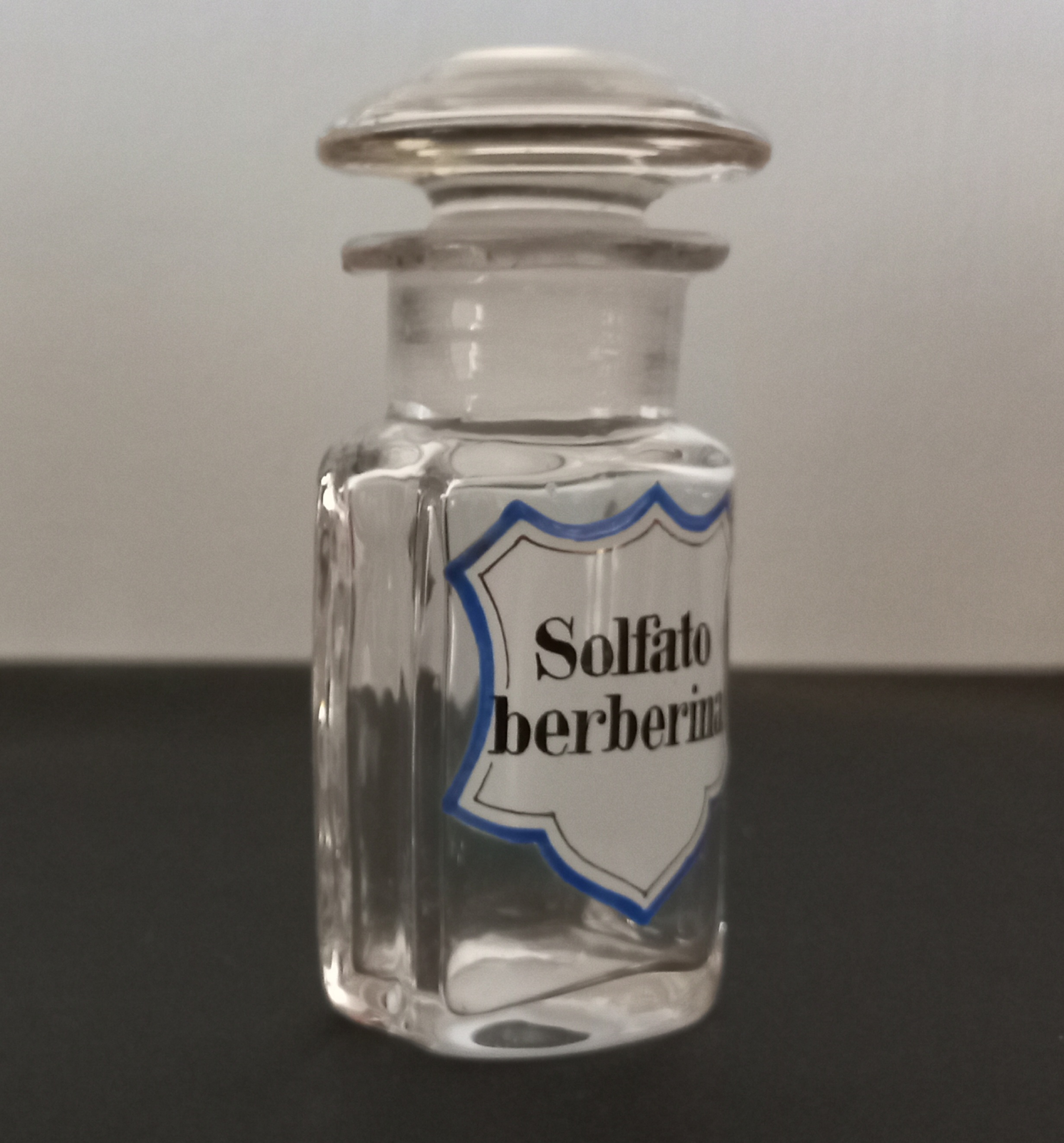 Vaso da farmacia antico "Solfato Berberina", ca. 1880