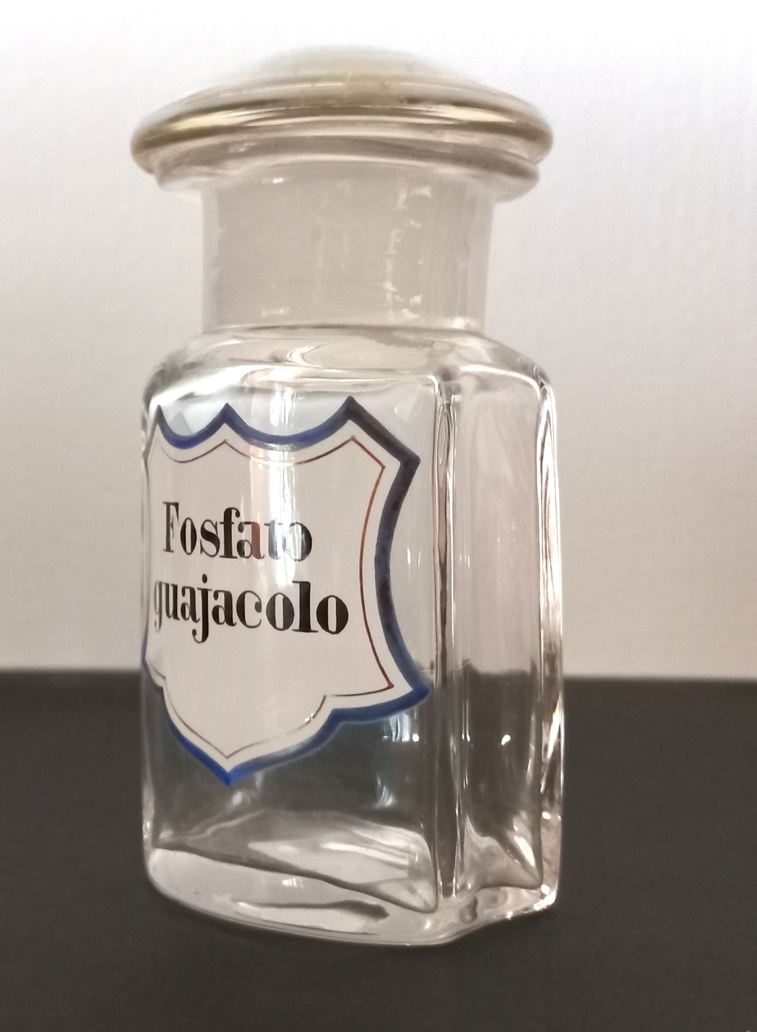 Vaso da farmacia antico "Fosfato guajacolo", ca. 1880