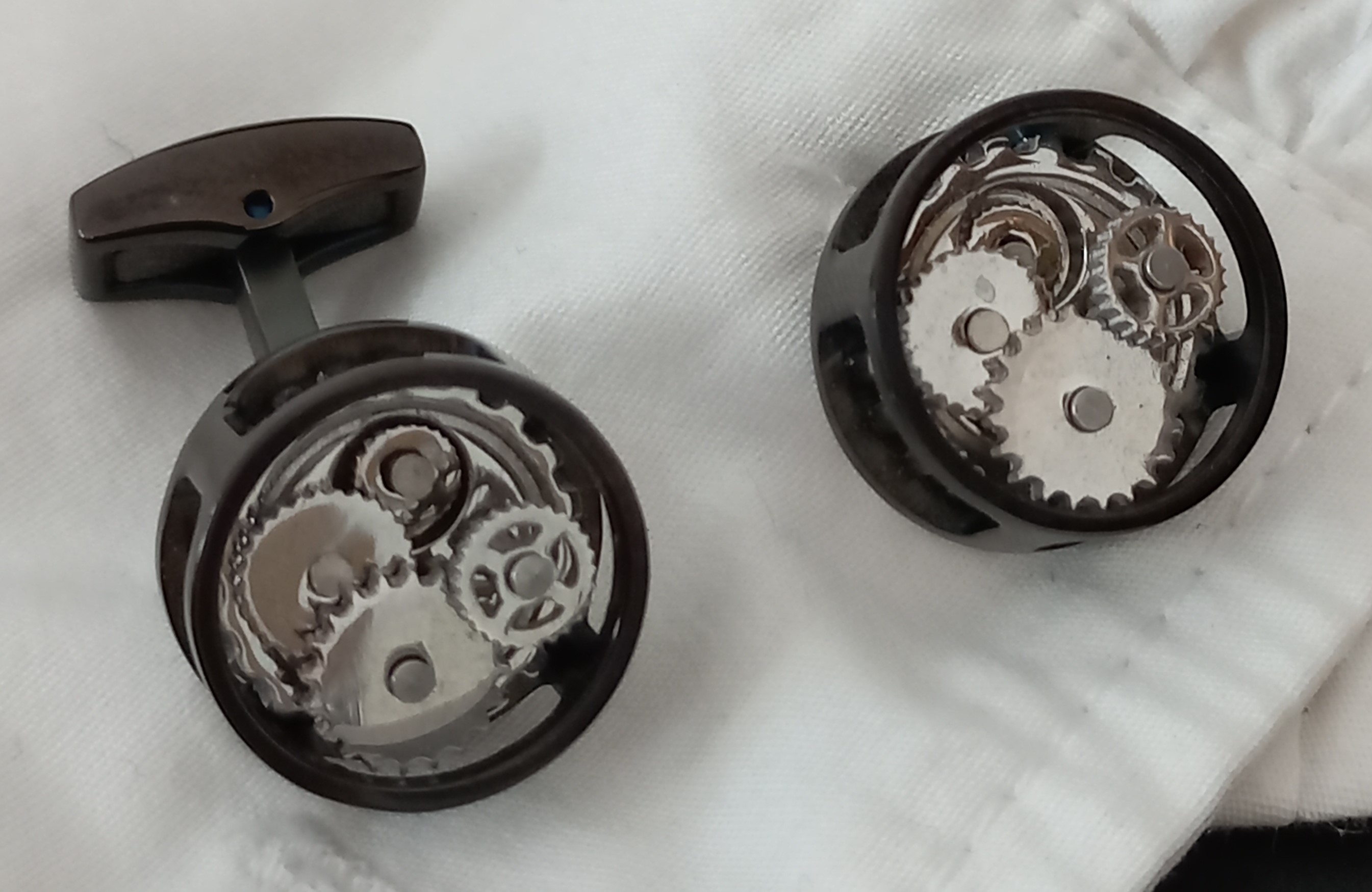 Gemelli stile steampunk con meccanismo di orologio DJhan, vintage ma mai usati