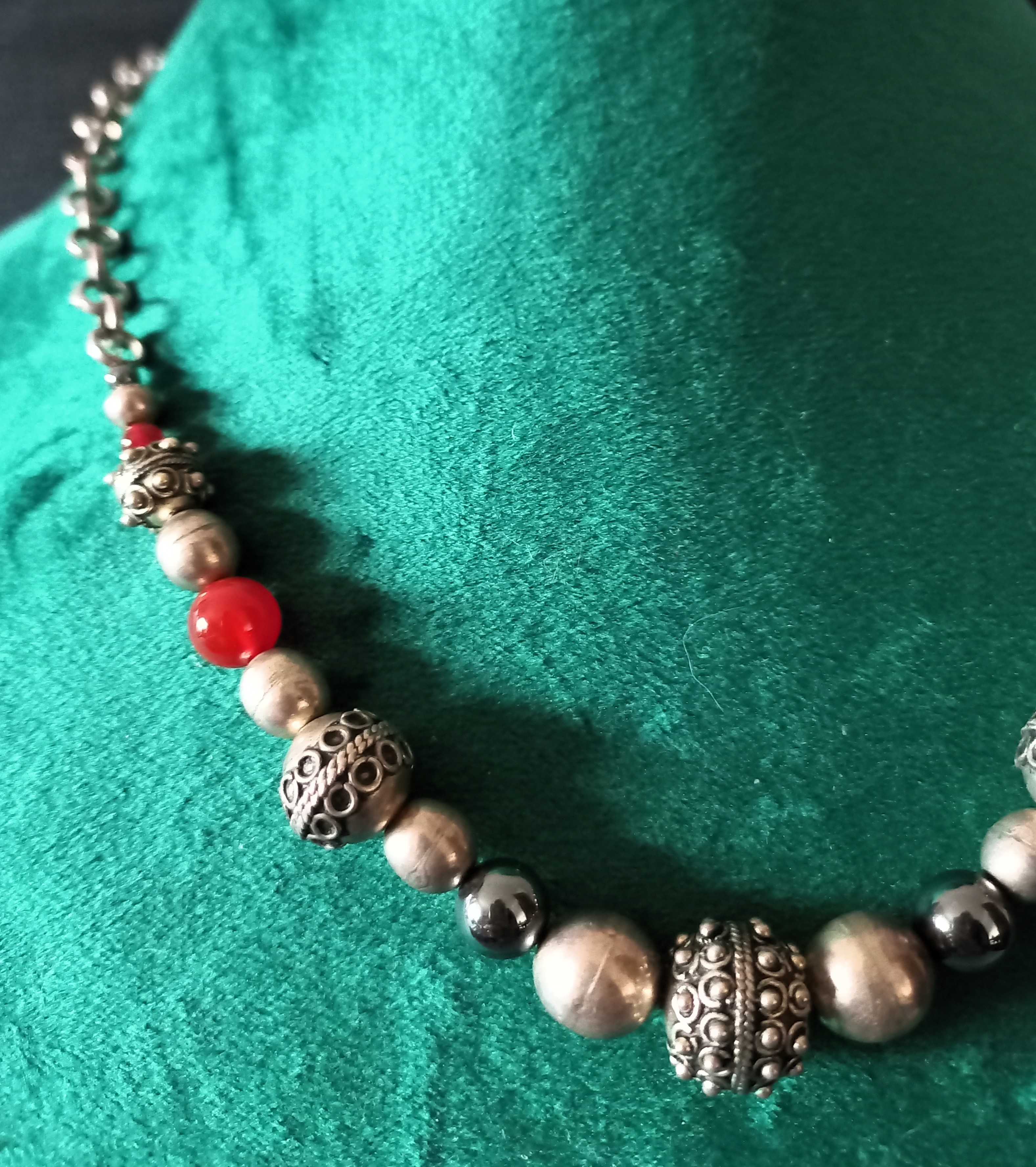 Collana con perle di agata corniola, vintage 