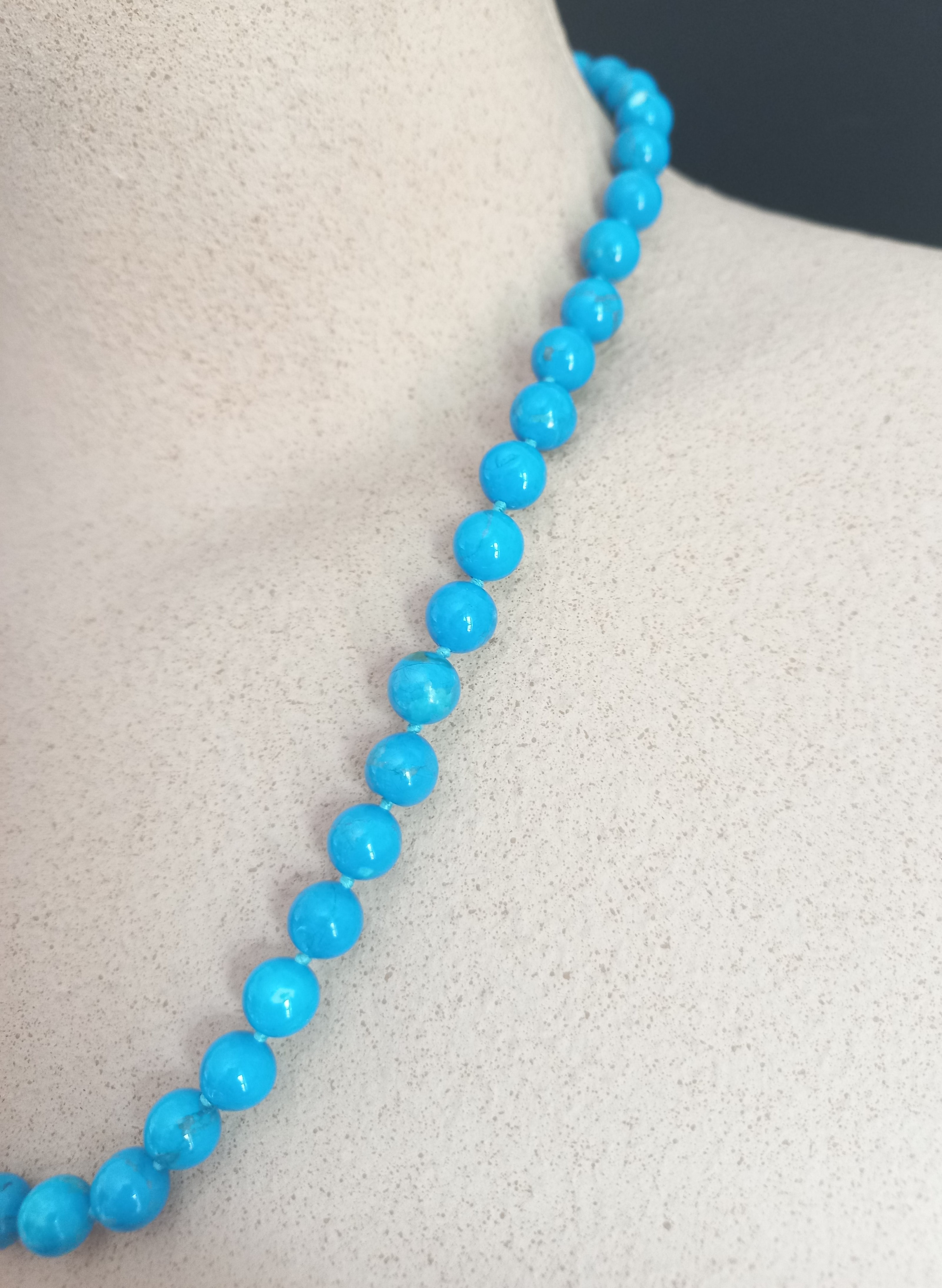 Collana di Perle in Howlite, vintage - lunghezza media