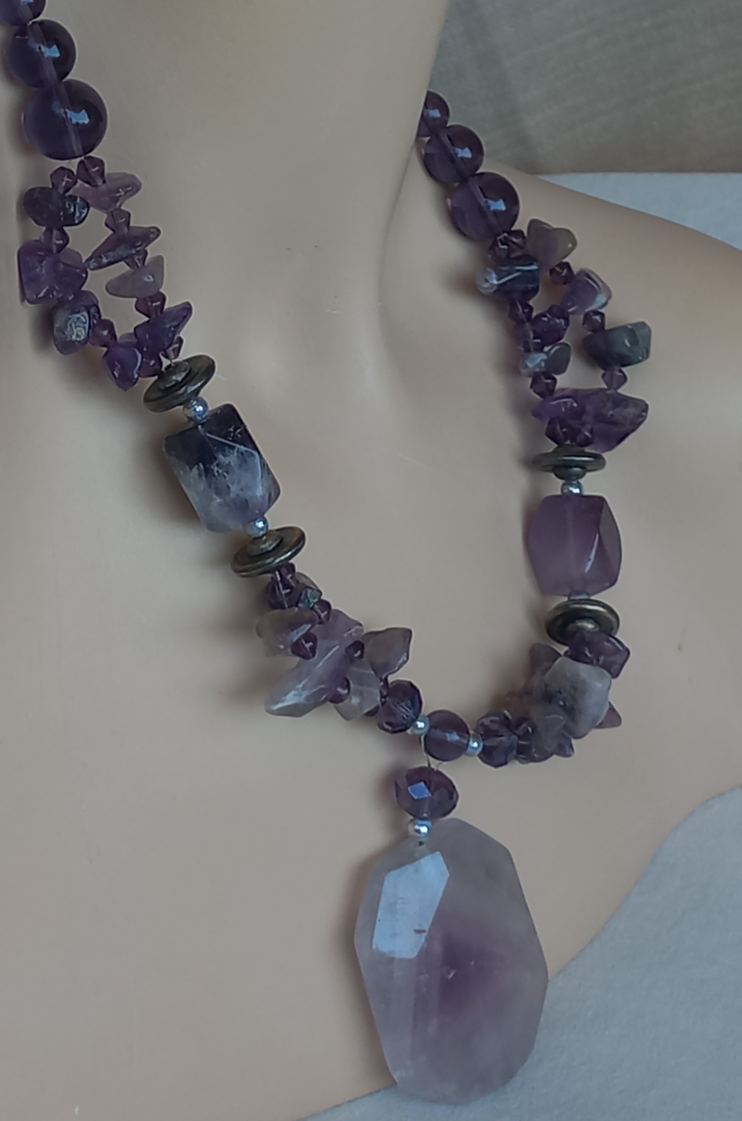 Collier di ametiste e ciondolo di ametista, vintage