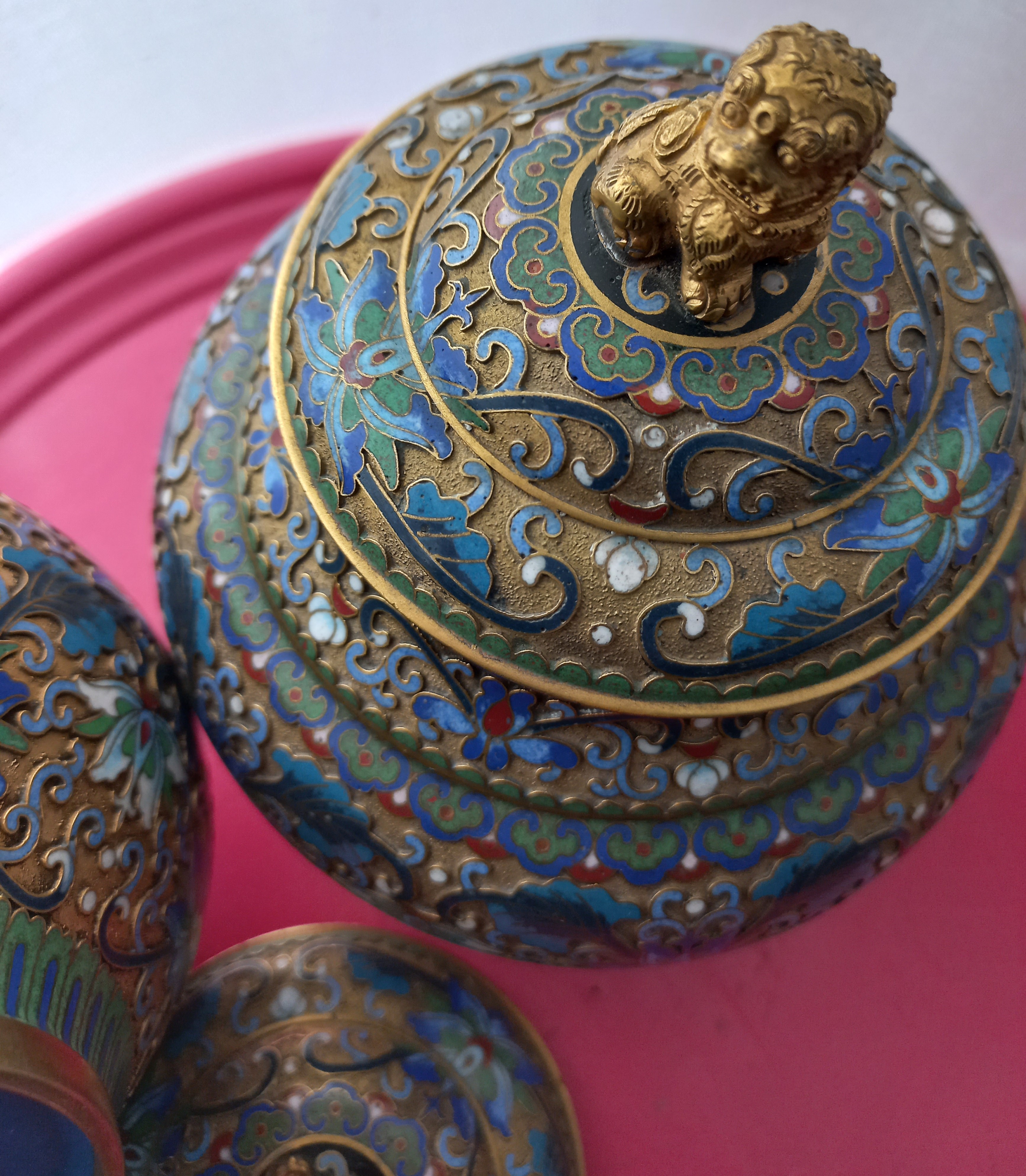 Contenitore per zenzero in cloisonné, Cina ca. 1950