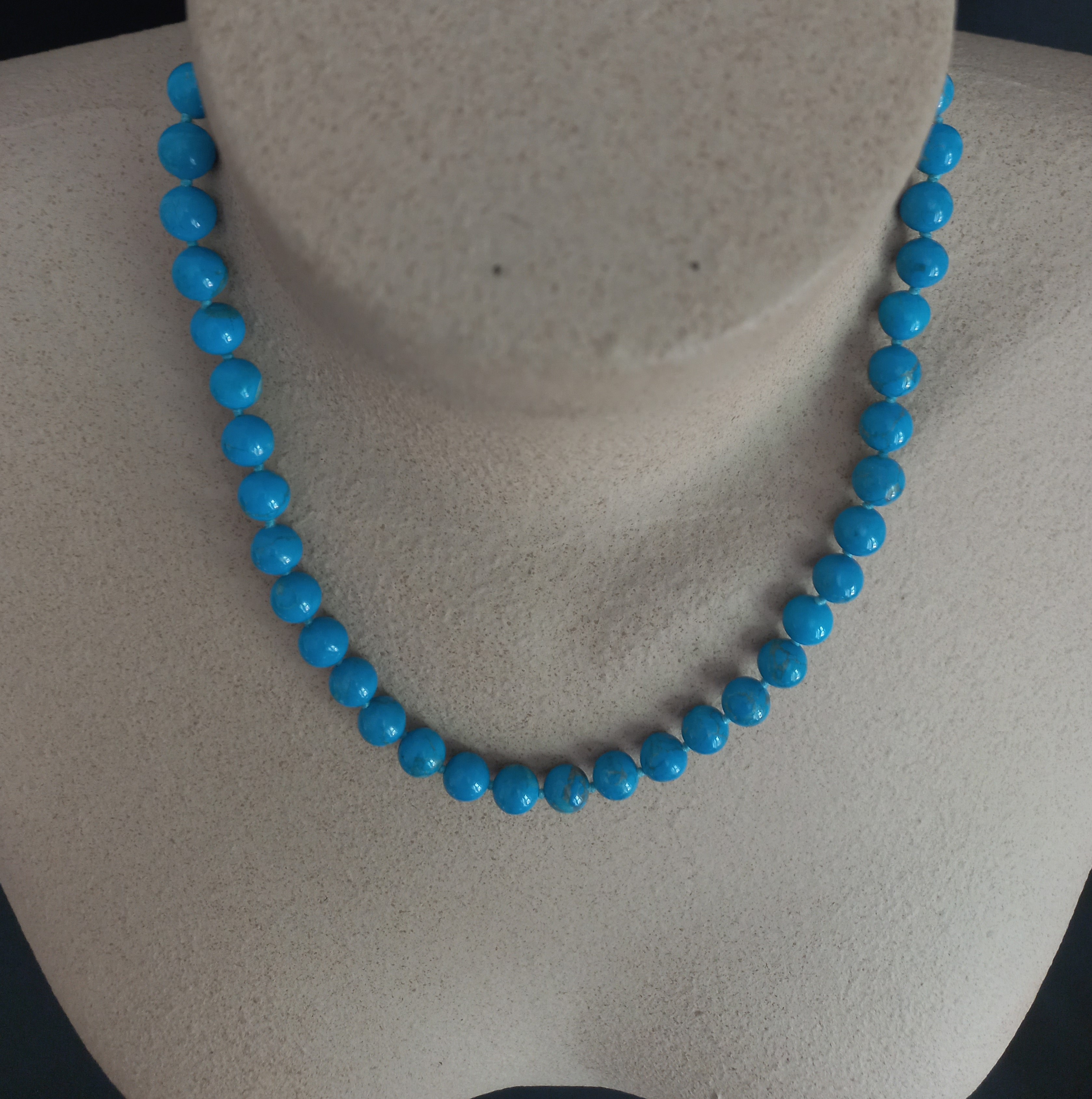 Collana di Perle in Howlite, vintage - lunghezza corta