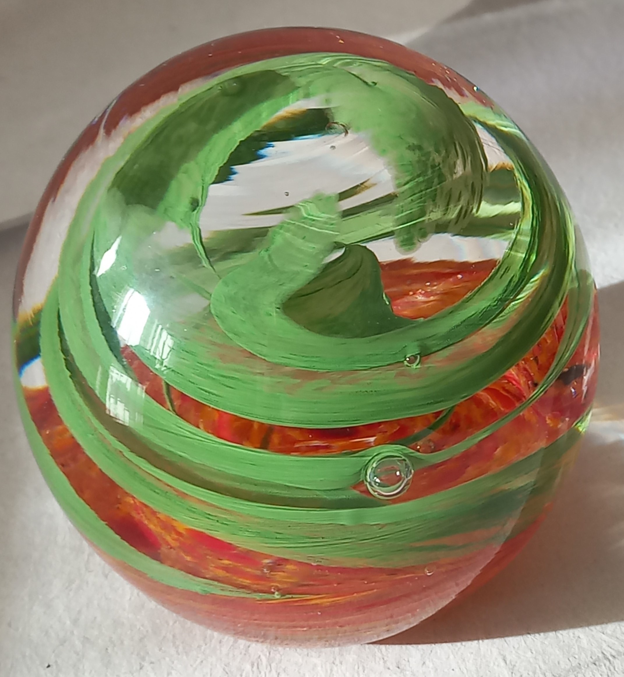 Sfera / fermacarte di vetro artistico decorativo, Murano ca. 1970