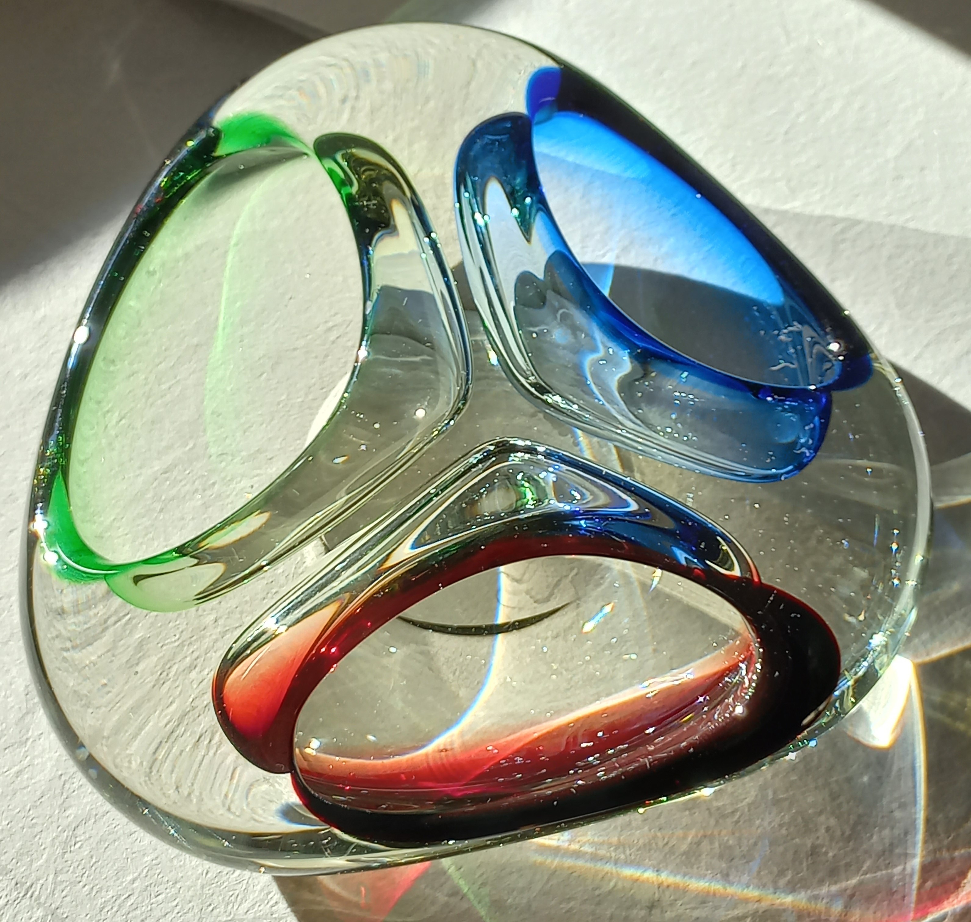 Josef Rozinek ciottola di vetro con tre scomparti , 1960