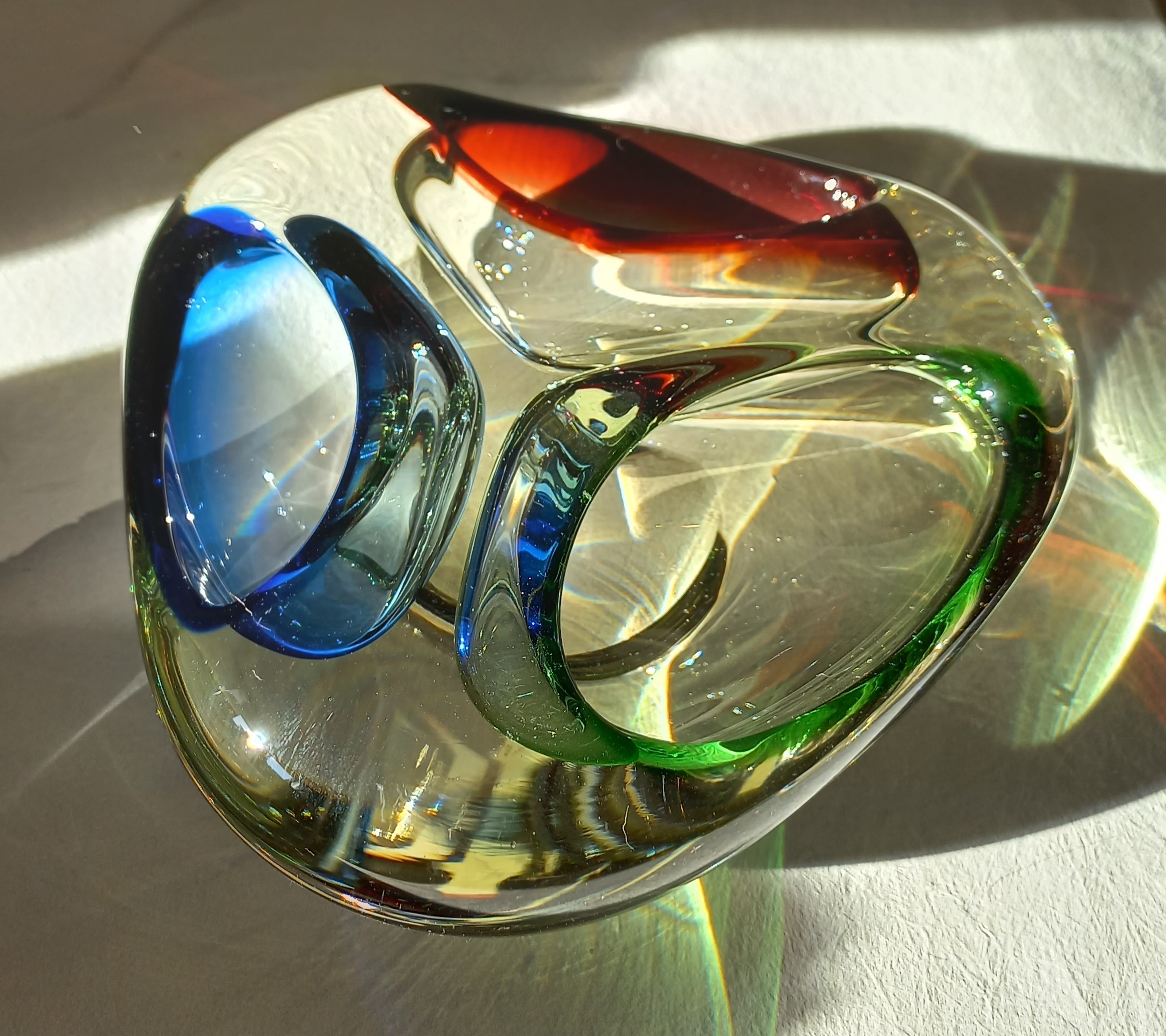 Josef Rozinek ciottola di vetro con tre scomparti , 1960