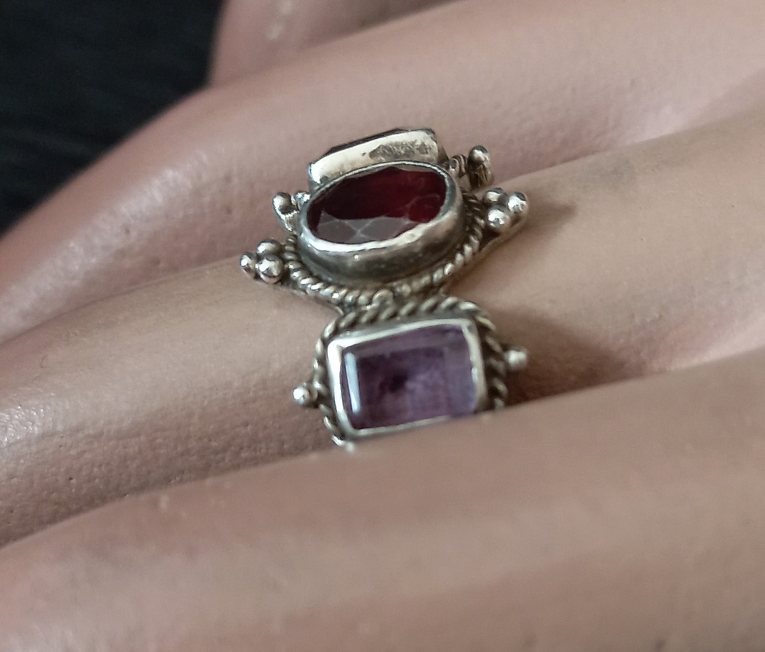 Anello con ametiste e granata, vintage 
