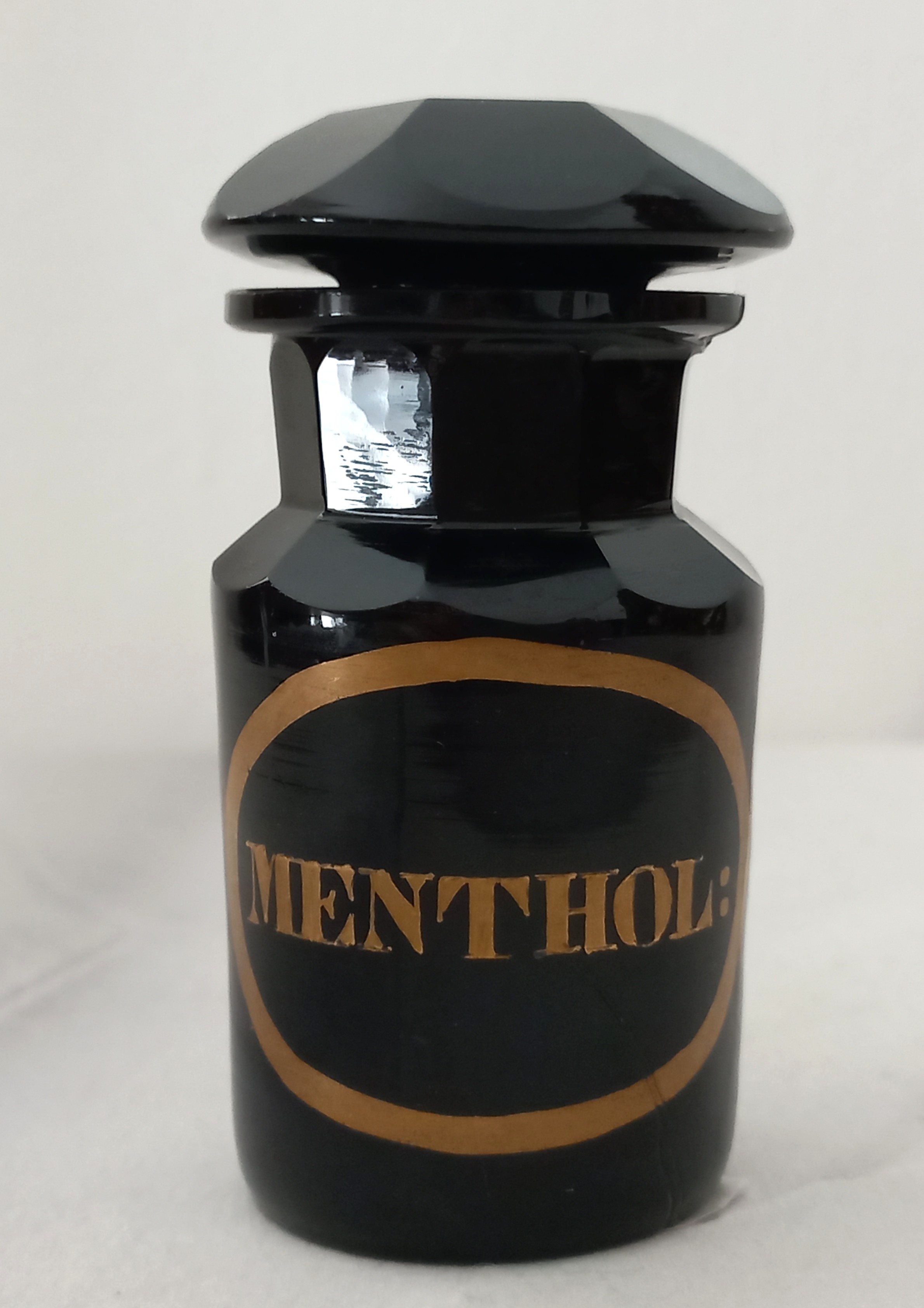 Vaso da farmacia antico "Menthol", ca. 1850
