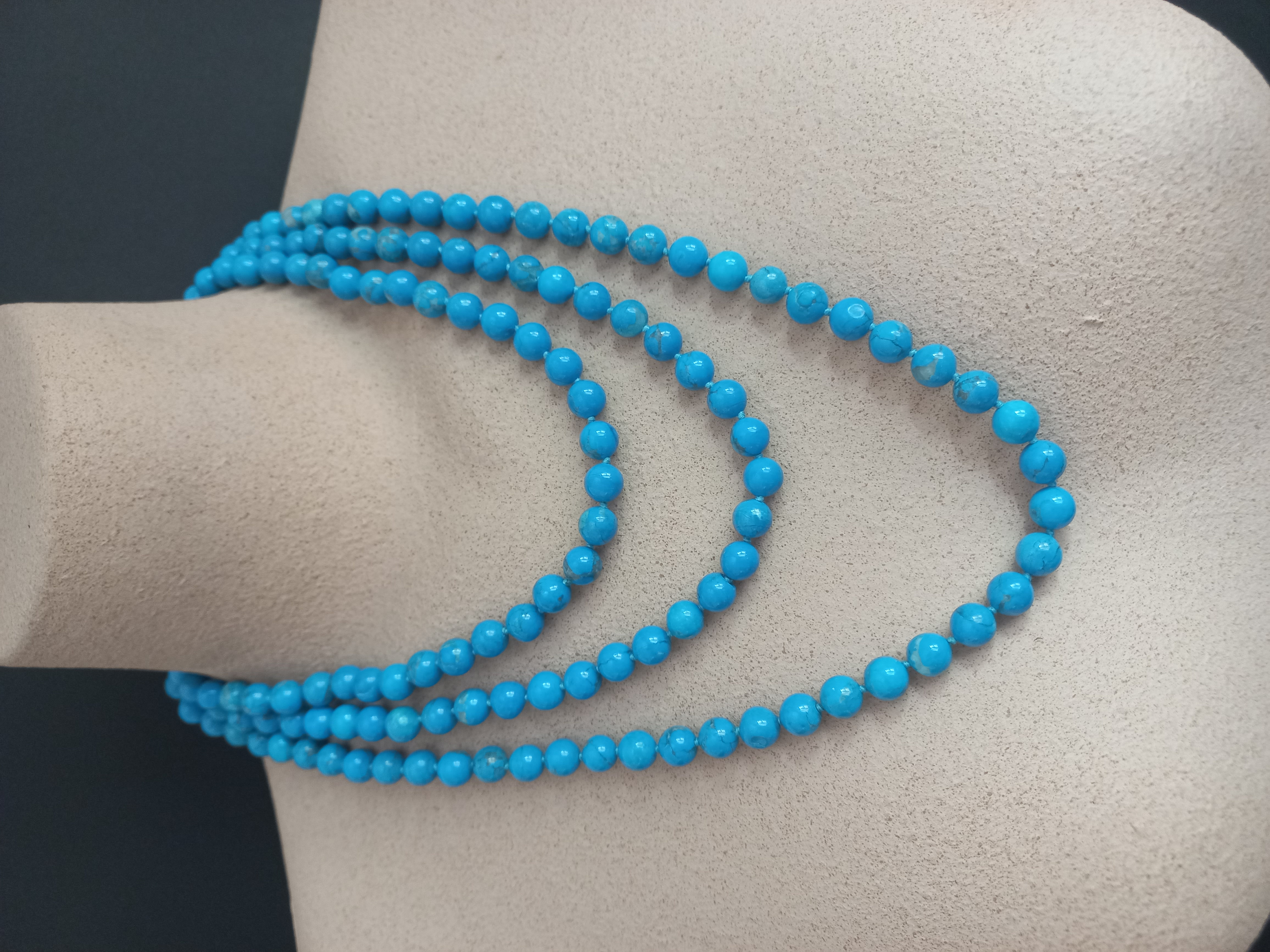 Collana di Perle in Howlite, vintage - lunghezza lunga