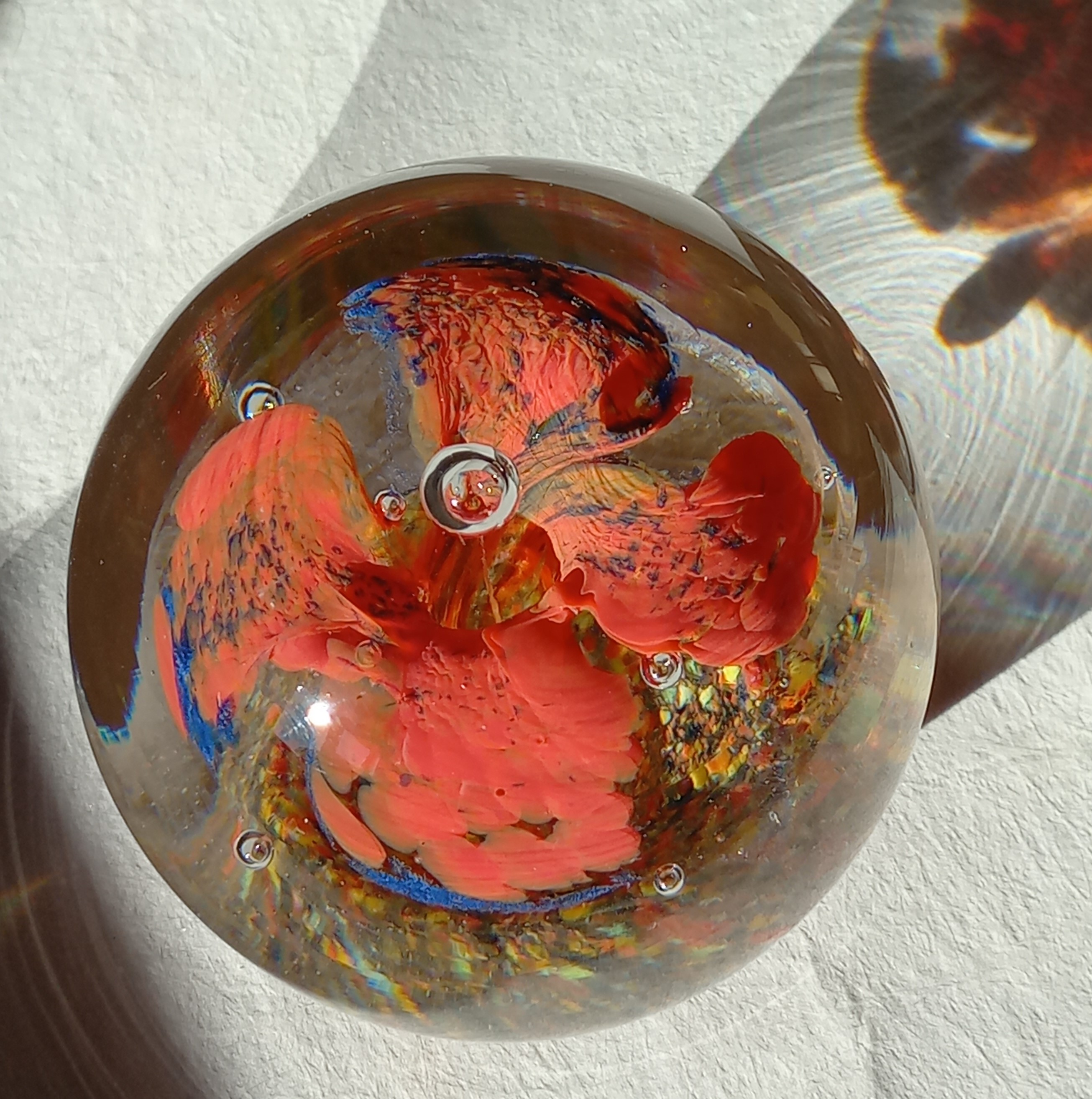 Vetro artistico / fermacarte con fiore, Murano ca. 1970