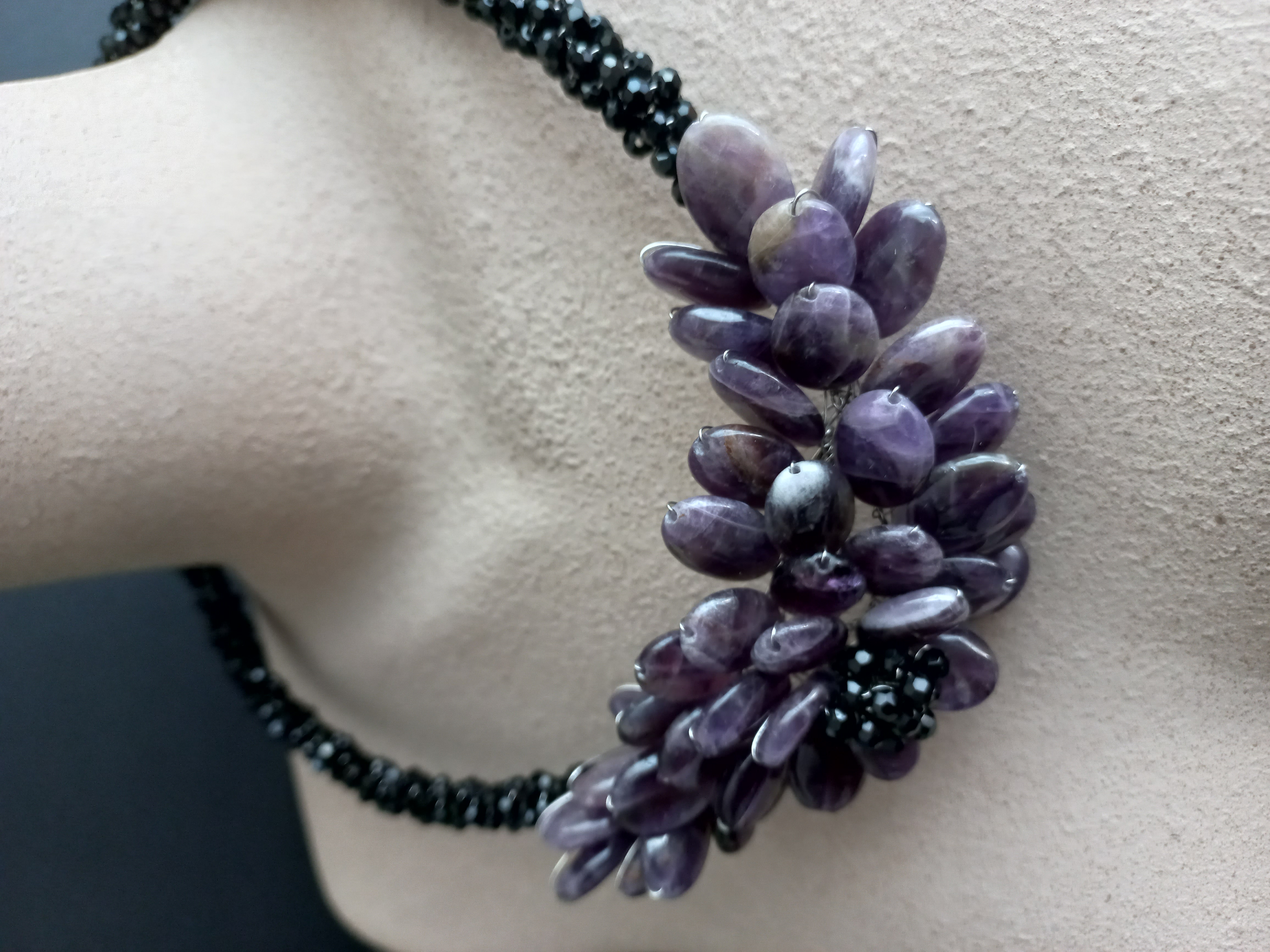 Collana vintage con fiore di Ametista, firmato Ophelia