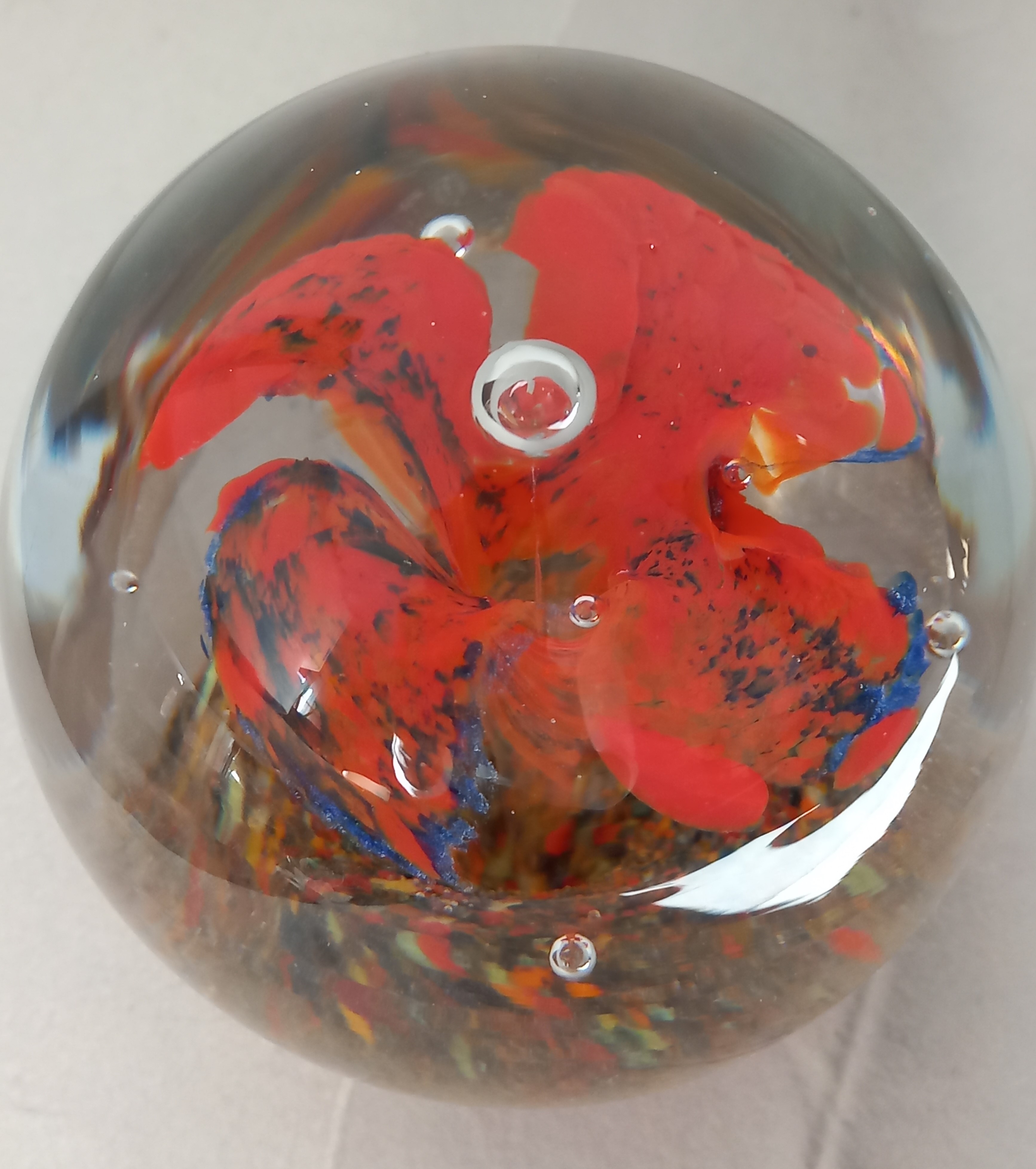 Vetro artistico / fermacarte con fiore, Murano ca. 1970