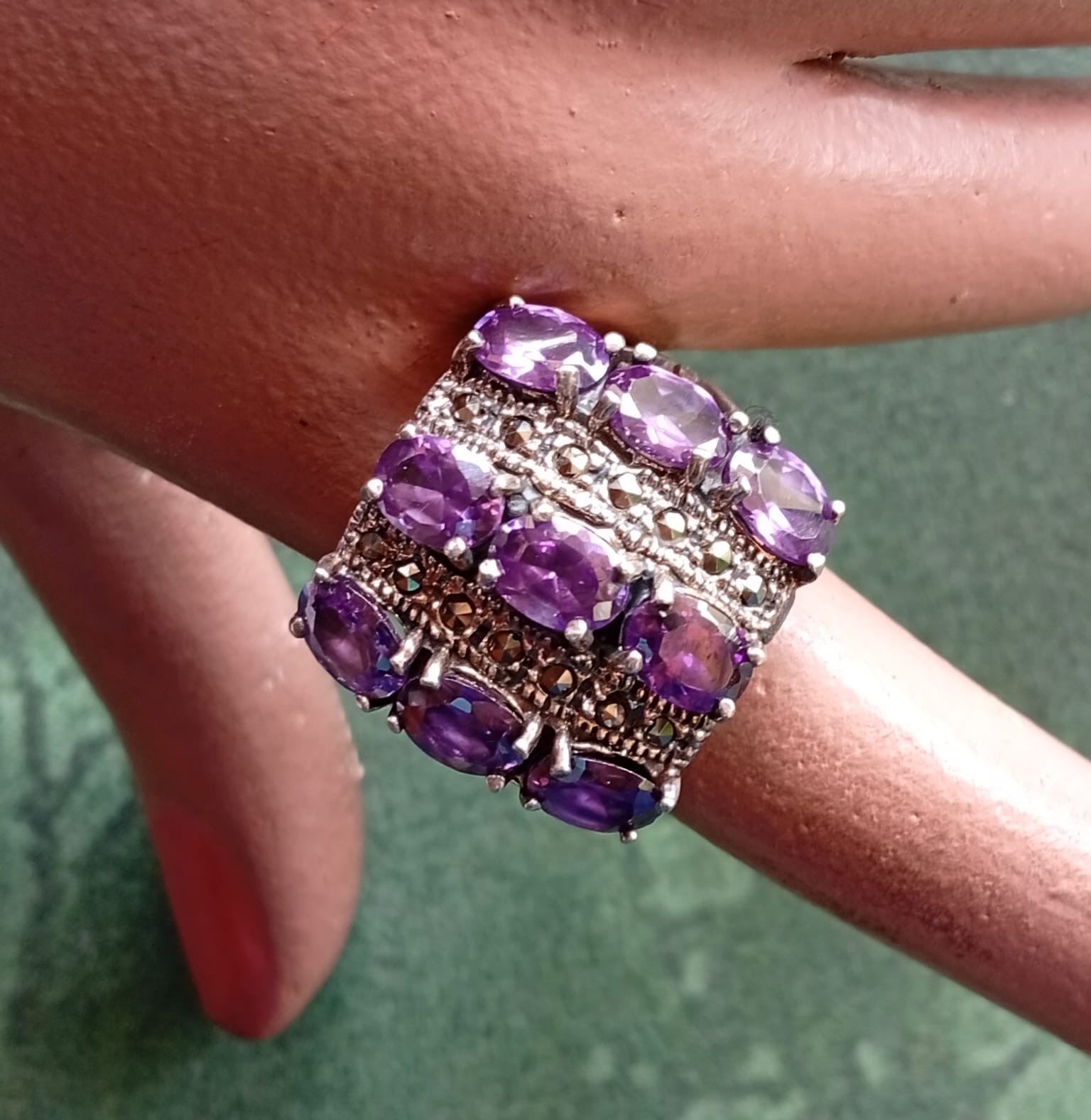 Anello con ametiste e marcassite, vintage 