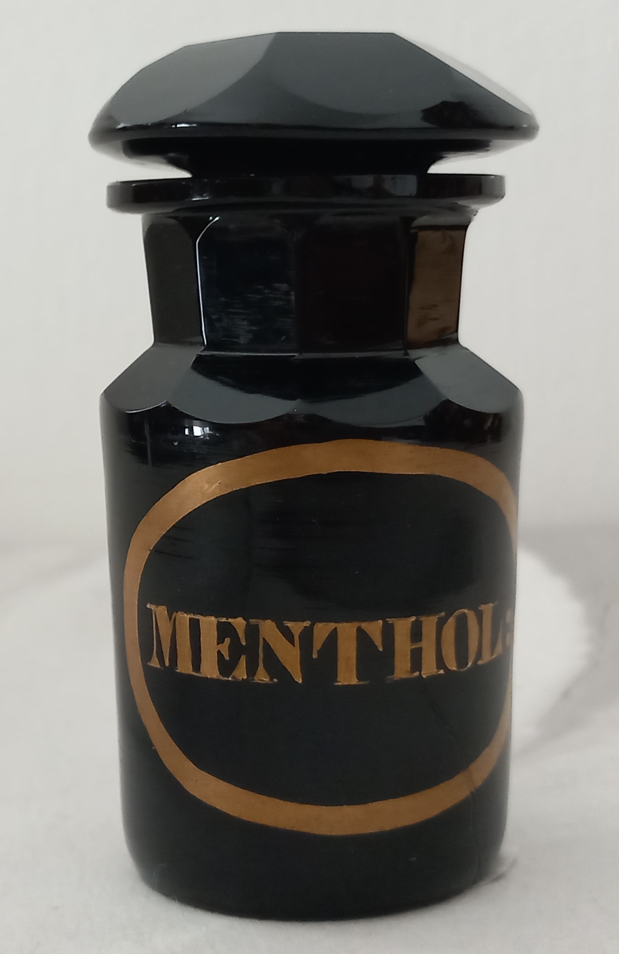 Vaso da farmacia antico "Menthol", ca. 1850