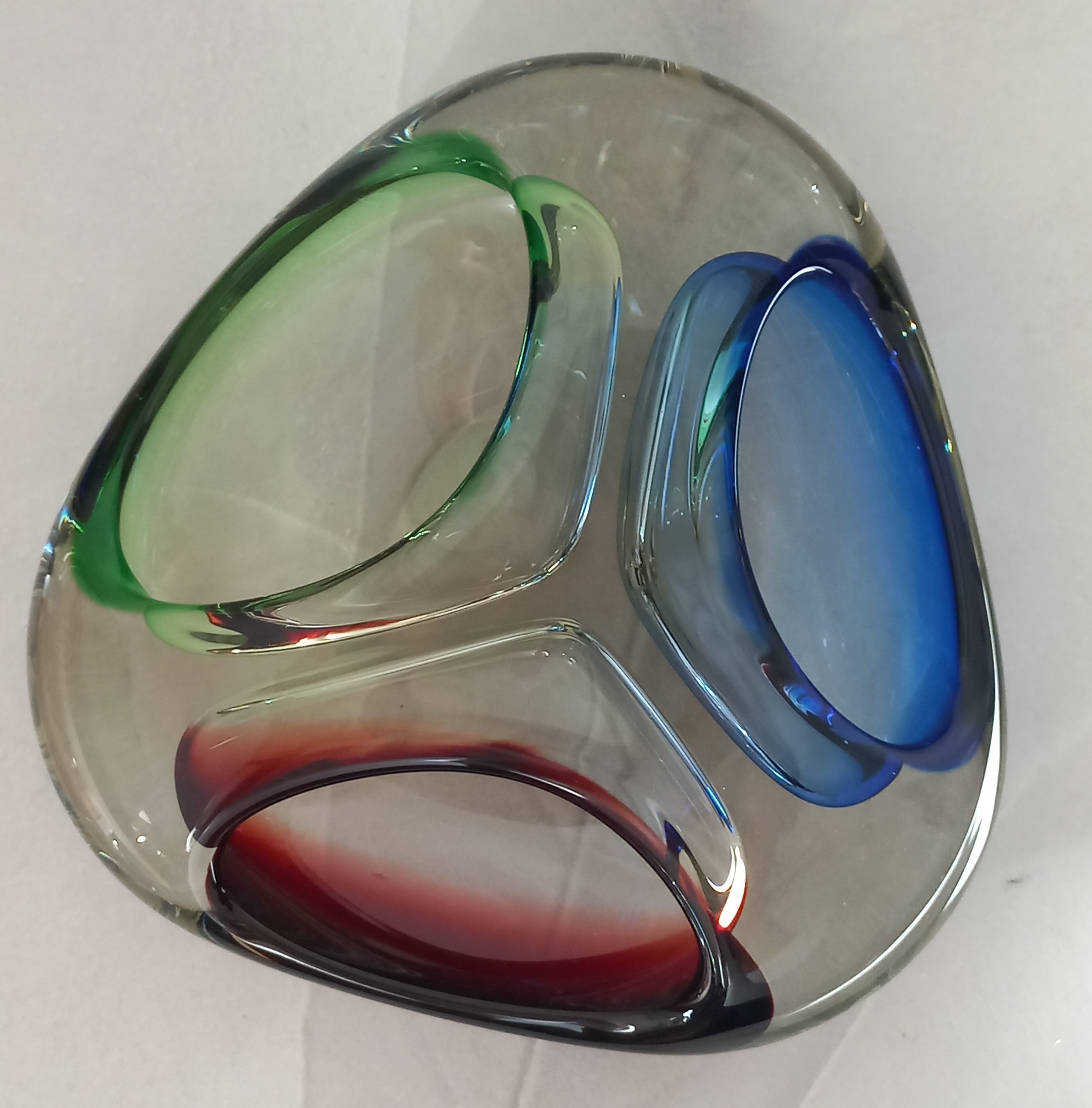 Josef Rozinek ciottola di vetro con tre scomparti , 1960