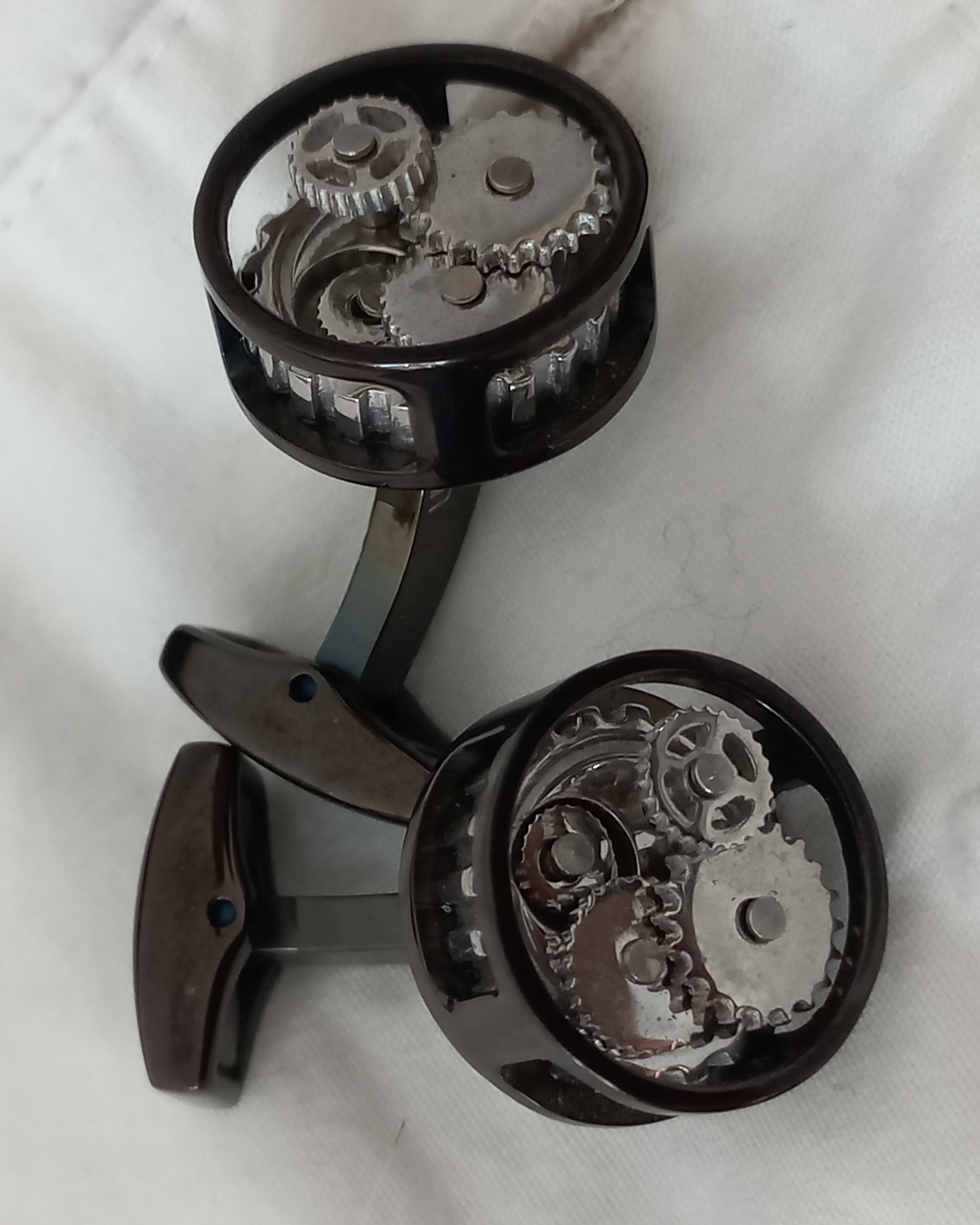 Gemelli stile steampunk con meccanismo di orologio DJhan, vintage ma mai usati