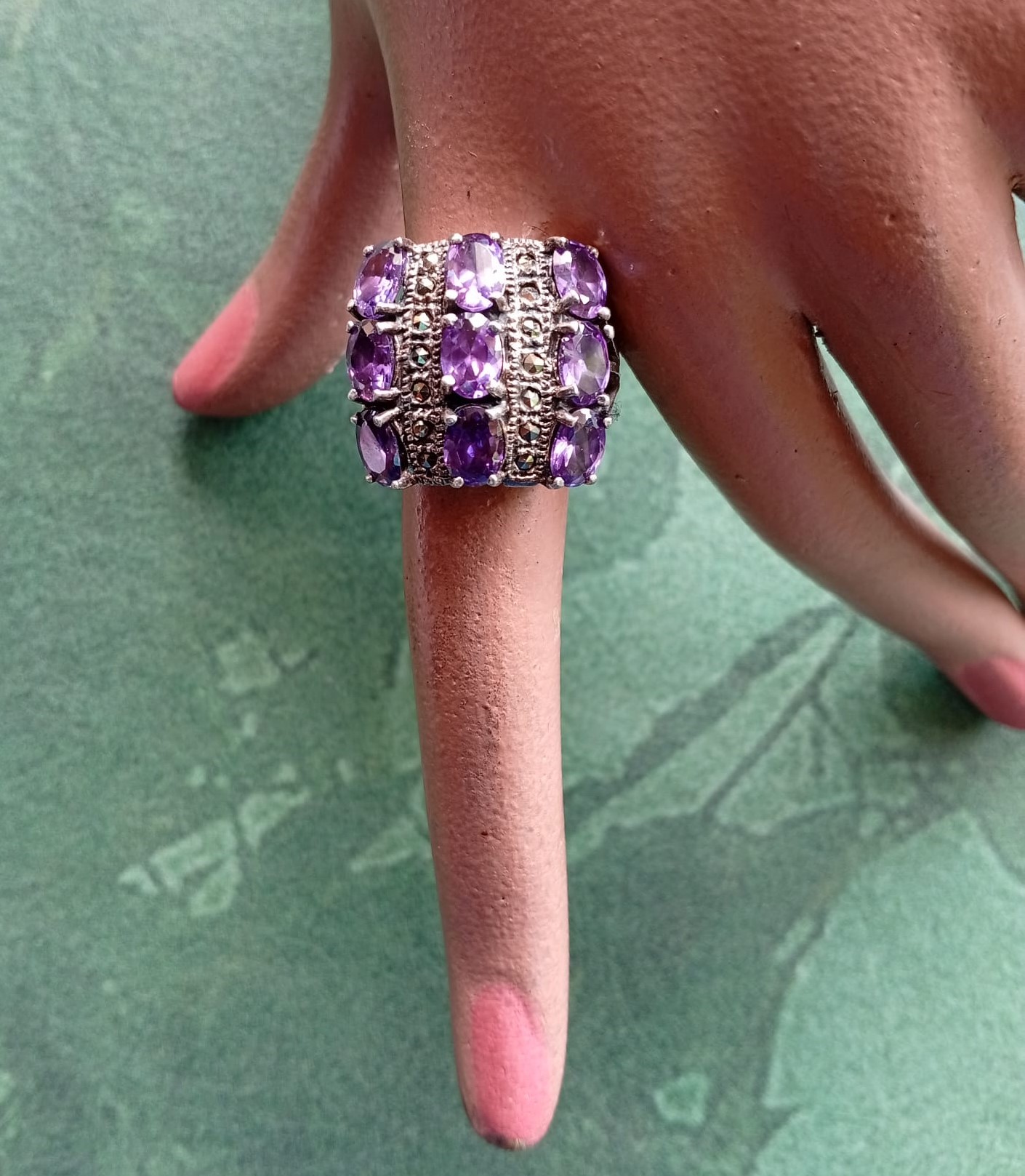 Anello con ametiste e marcassite, vintage 