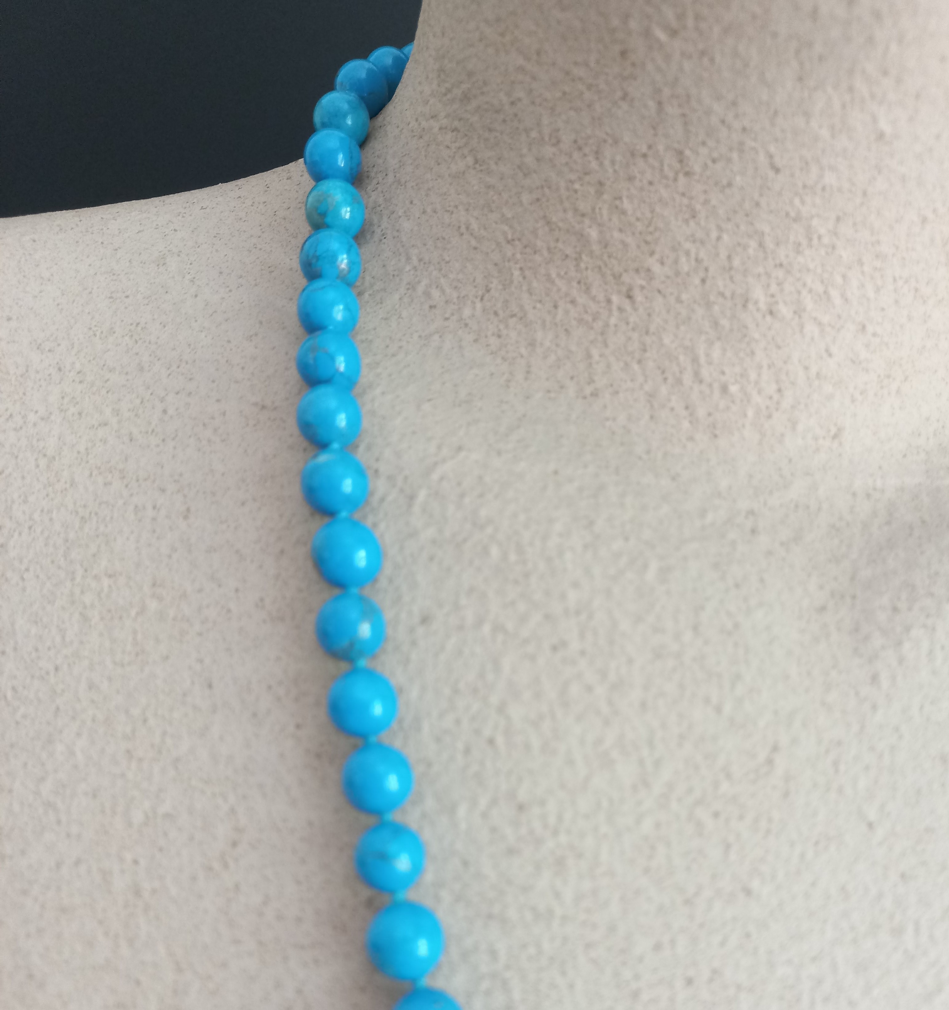 Collana di Perle in Howlite, vintage - lunghezza lunga