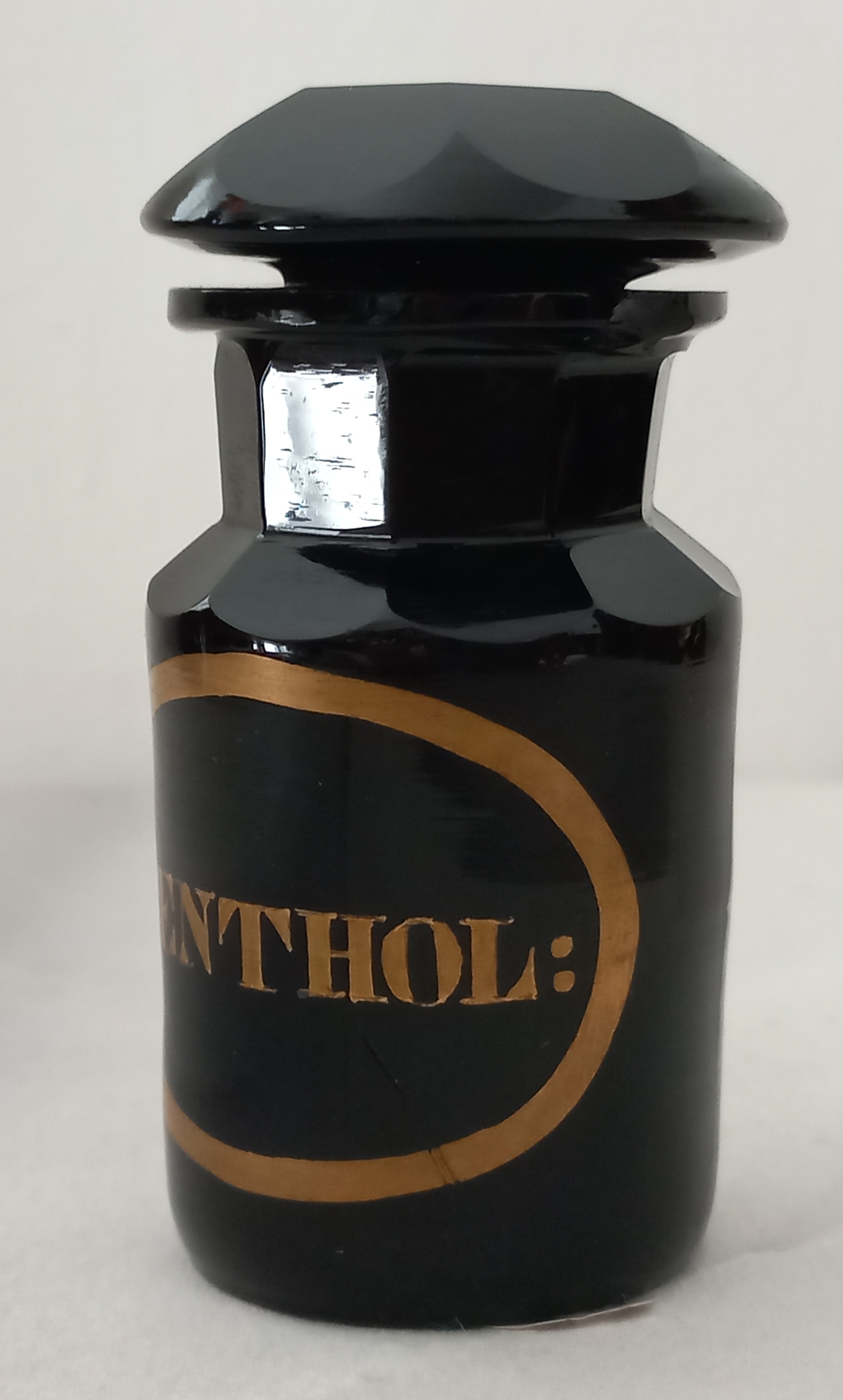 Vaso da farmacia antico "Menthol", ca. 1850