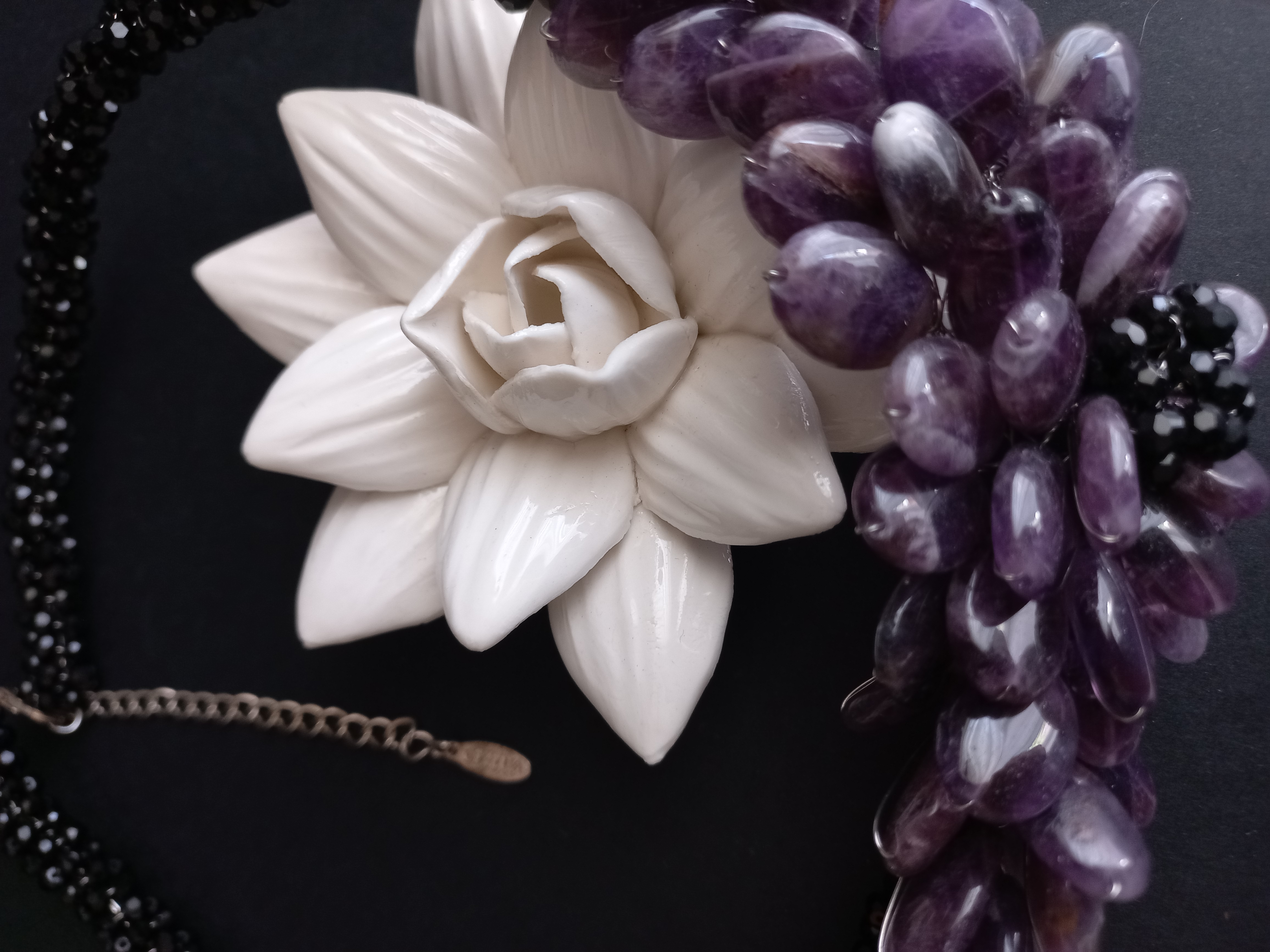 Collana vintage con fiore di Ametista, firmato Ophelia