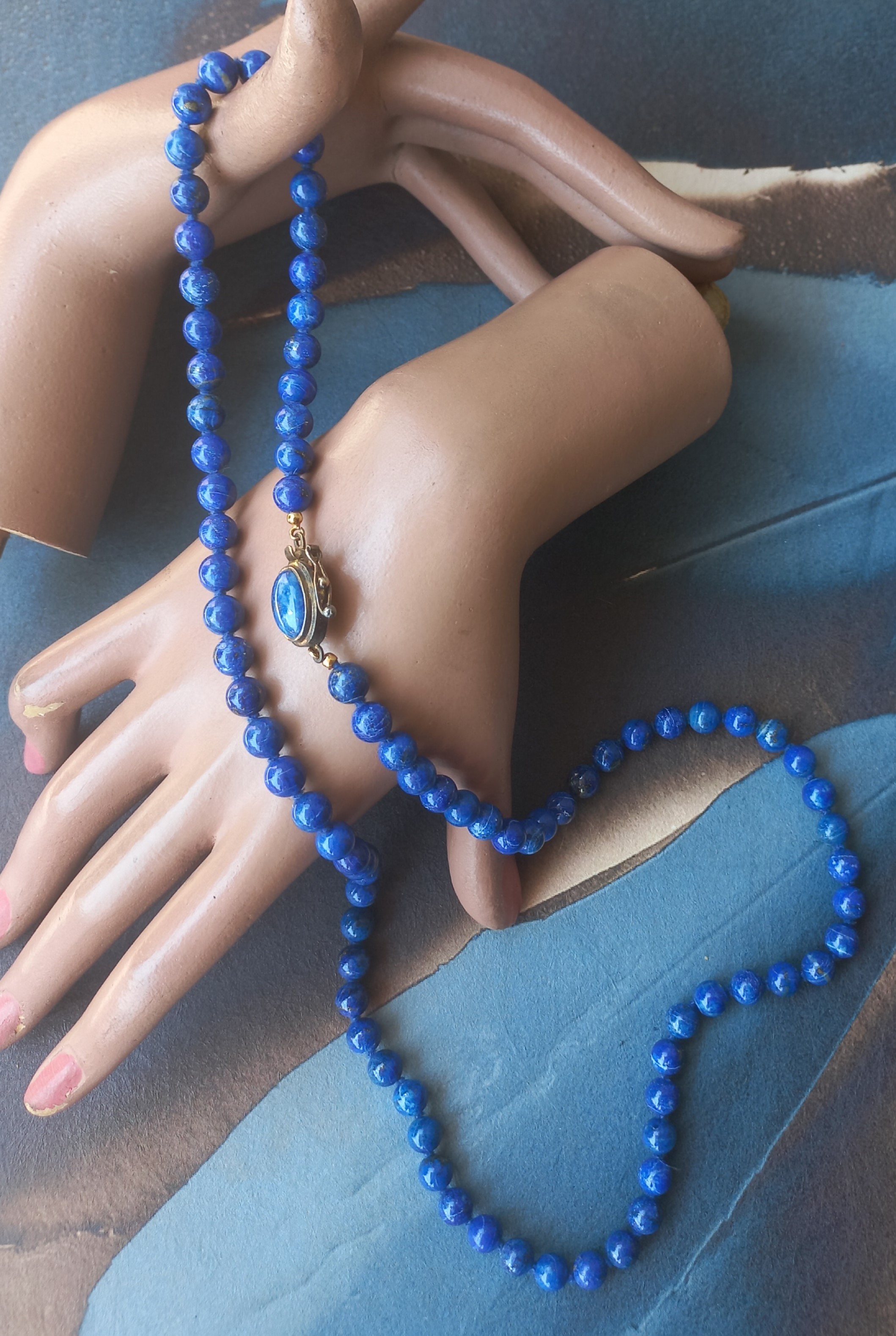 Collana di perle di lapslazzuli, vintage ca. anni '60