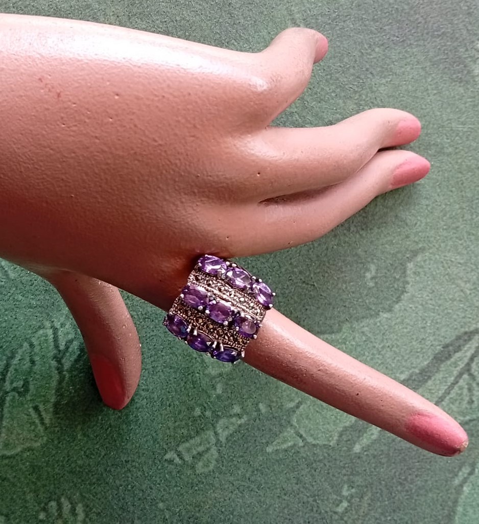 Anello con ametiste e marcassite, vintage 