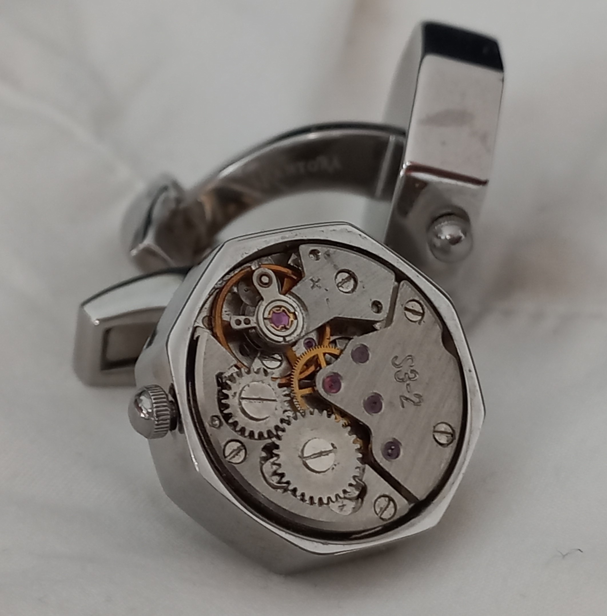 Gemelli stile steampunk con meccanismo di orologio DJhan, vintage ma mai usati