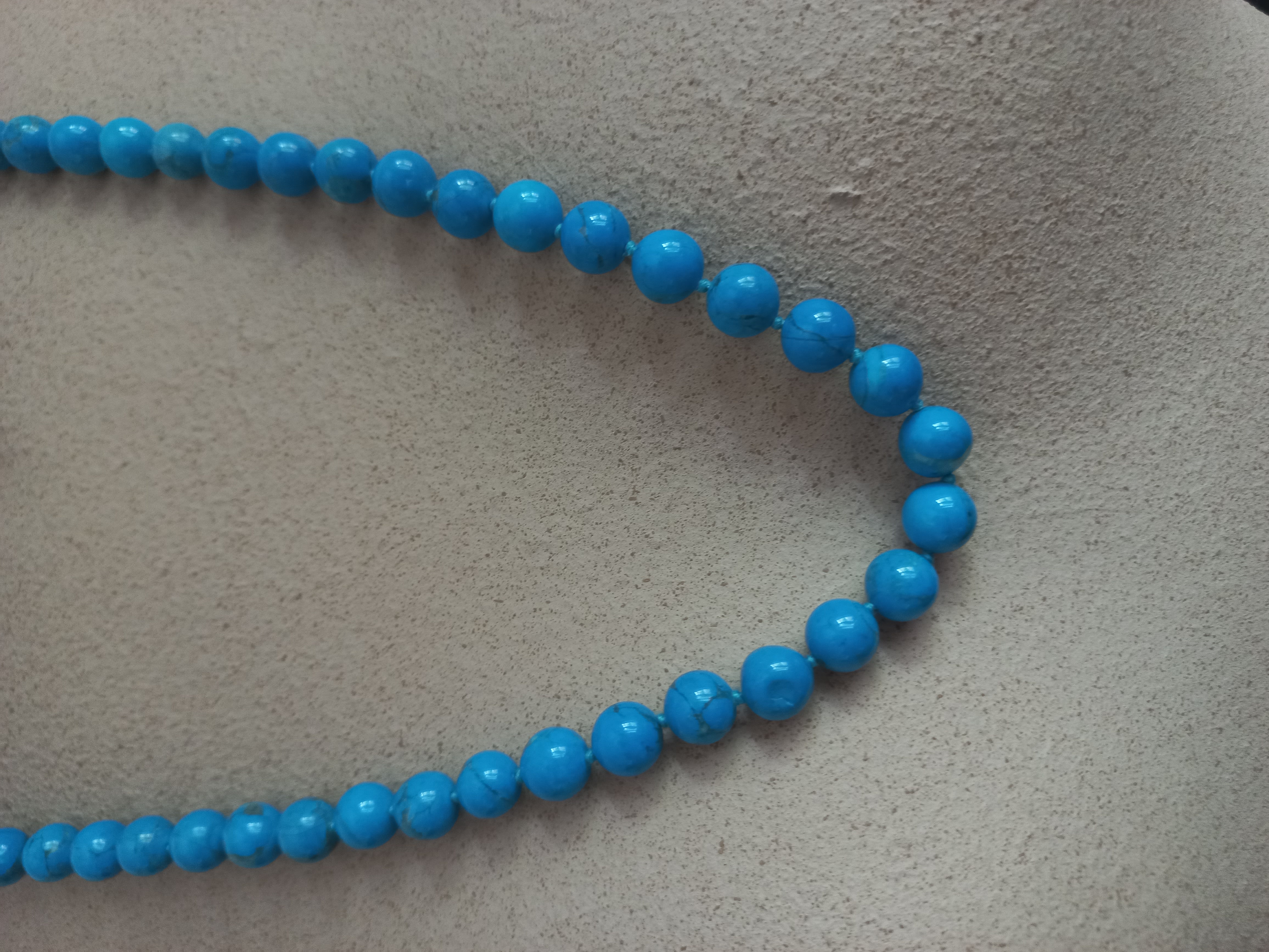 Collana di Perle in Howlite, vintage - lunghezza lunga
