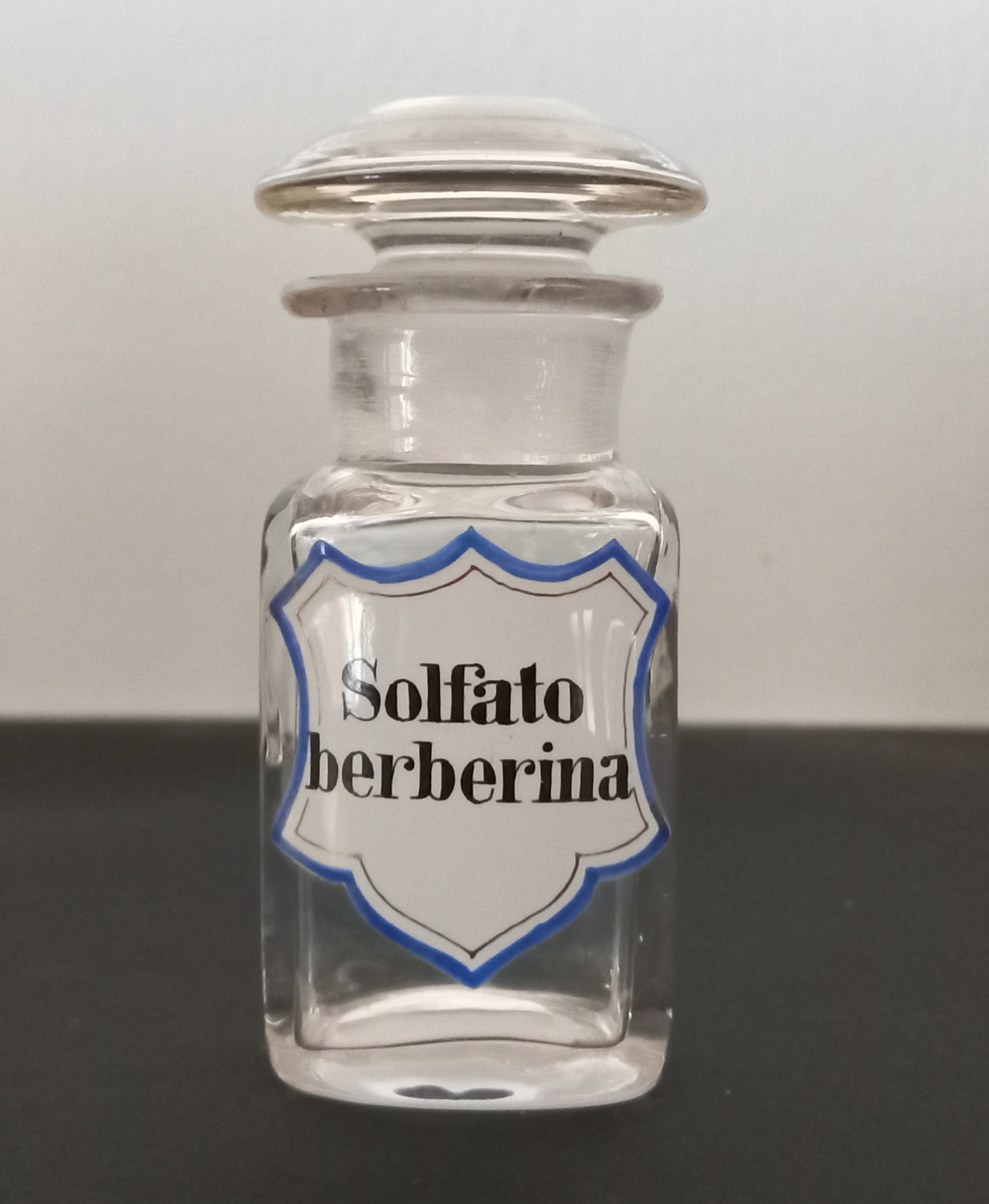 Vaso da farmacia antico "Solfato Berberina", ca. 1880