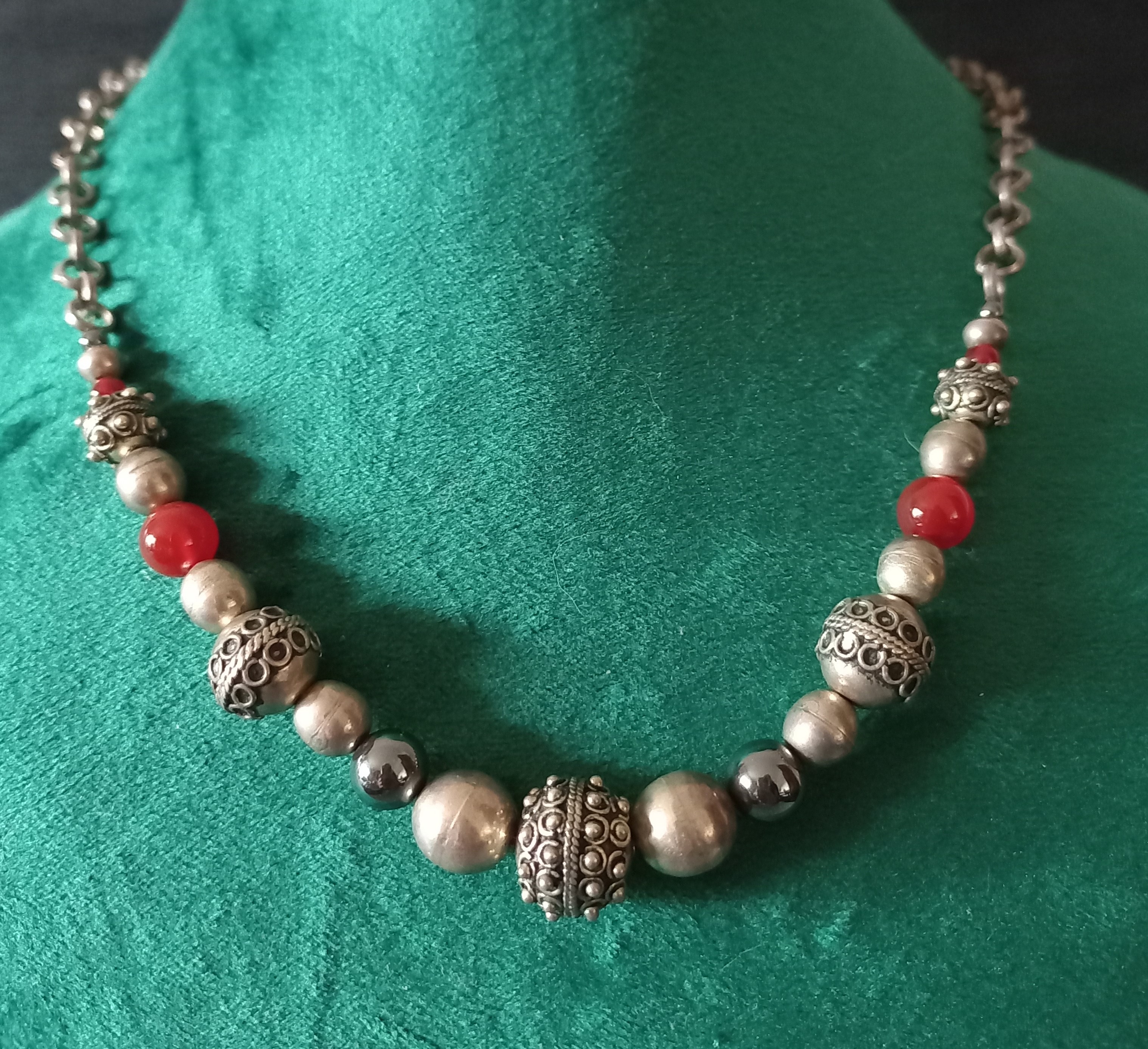 Collana con perle di agata corniola, vintage 