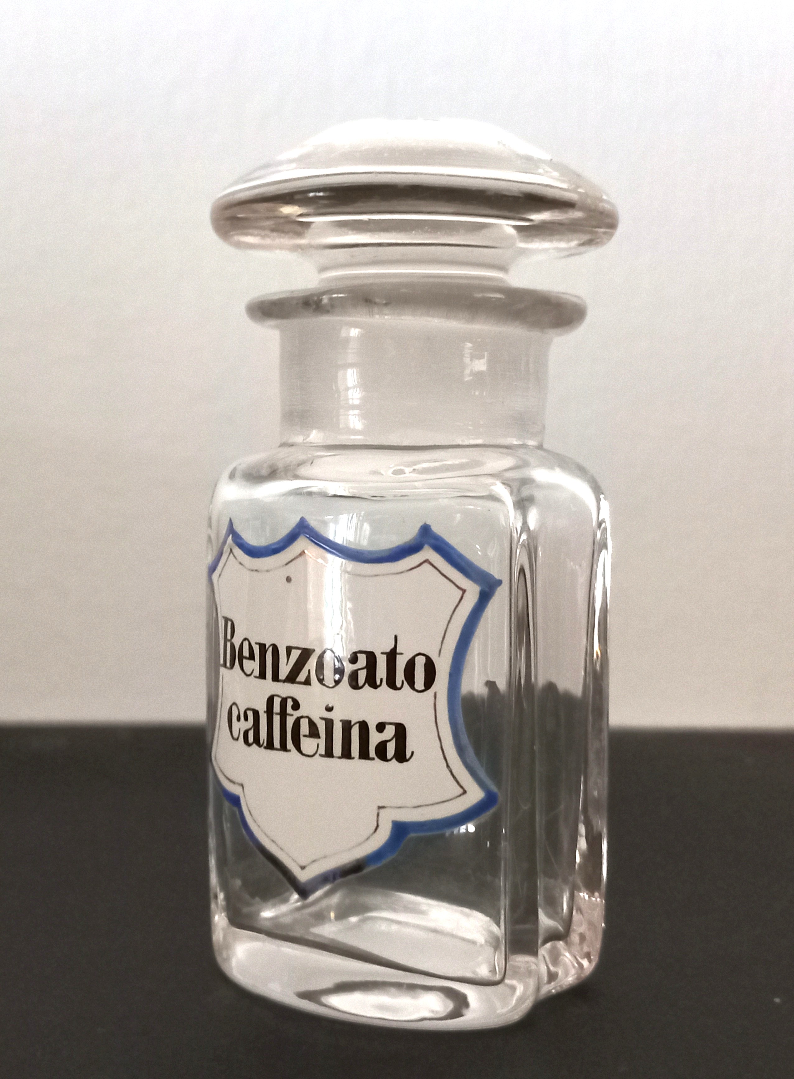 Vaso da farmacia antico "Benzoato caffeina", ca. 1880
