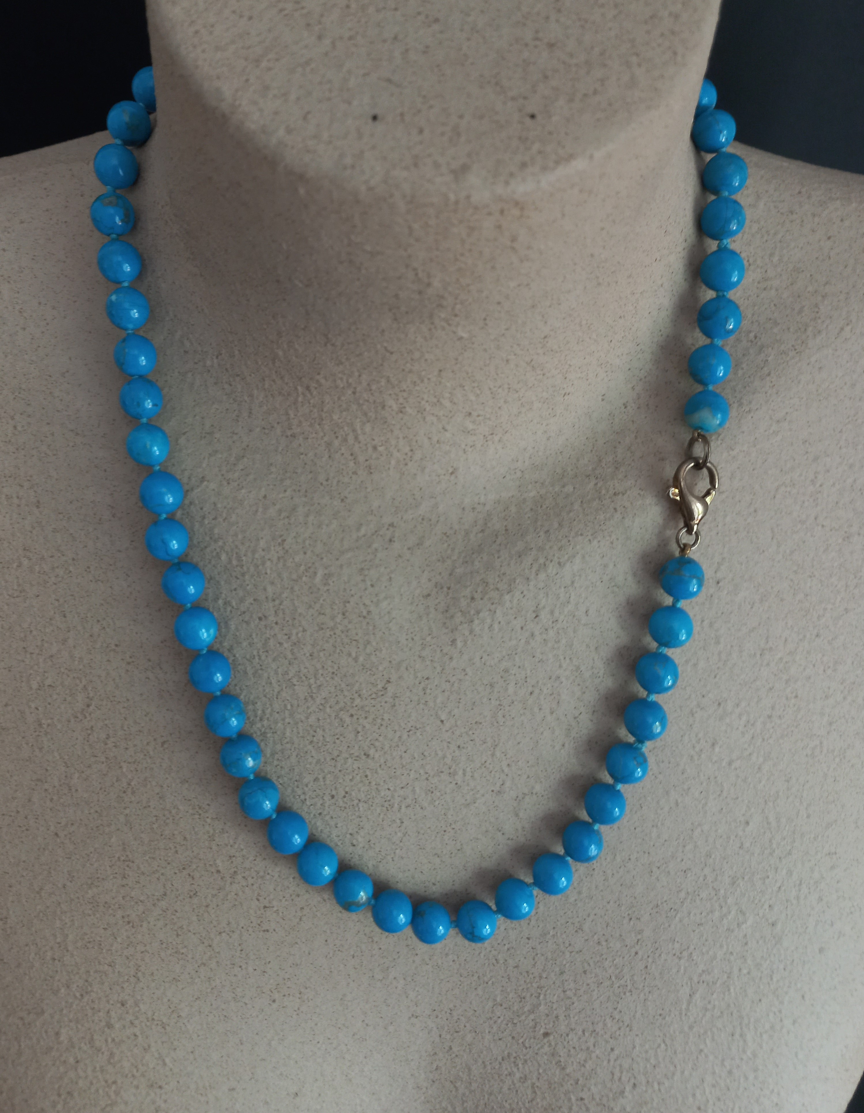 Collana di Perle in Howlite, vintage - lunghezza media