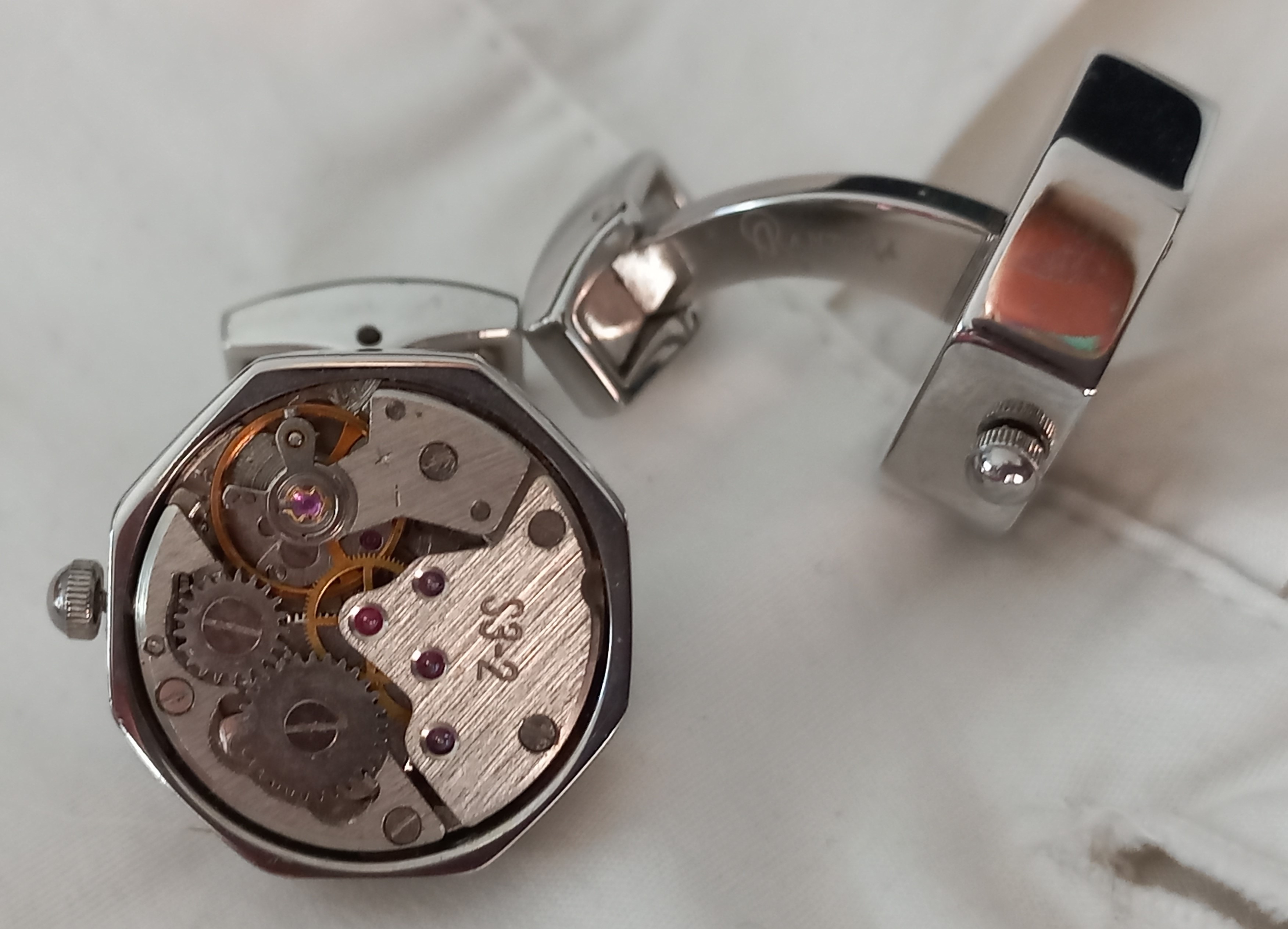 Gemelli stile steampunk con meccanismo di orologio DJhan, vintage ma mai usati