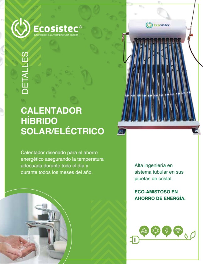 Calentador Híbrido (Solar/Eléctrico) Alta presión