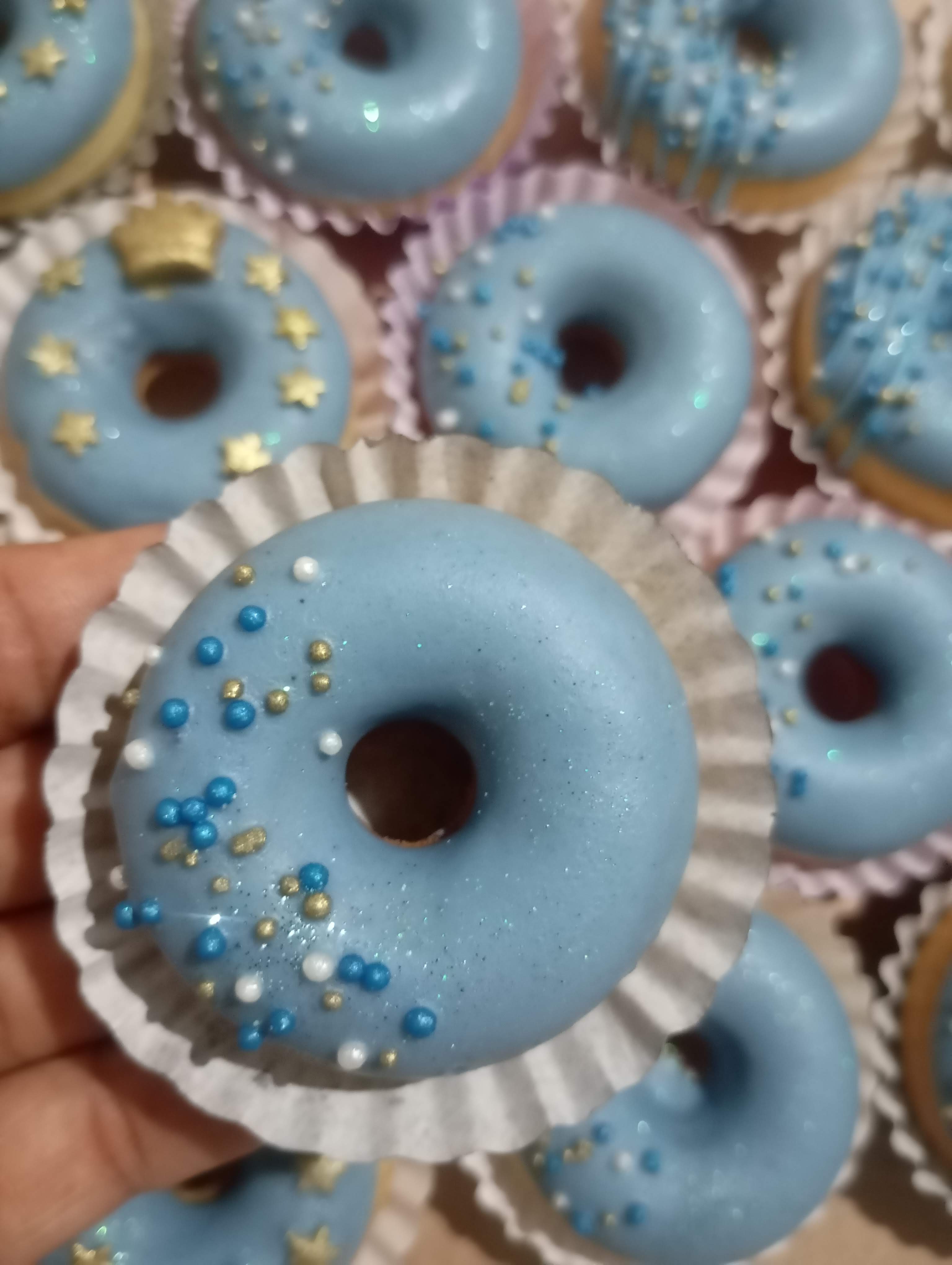 Mini Donuts Azuis Decorados