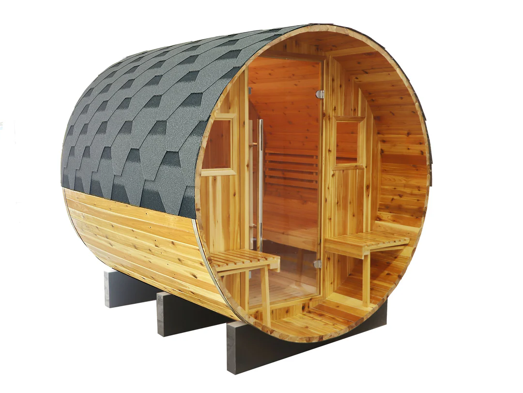 SunRay Oasis 2-4 Person Traditional Outdoor Canopy Barrel Sauna