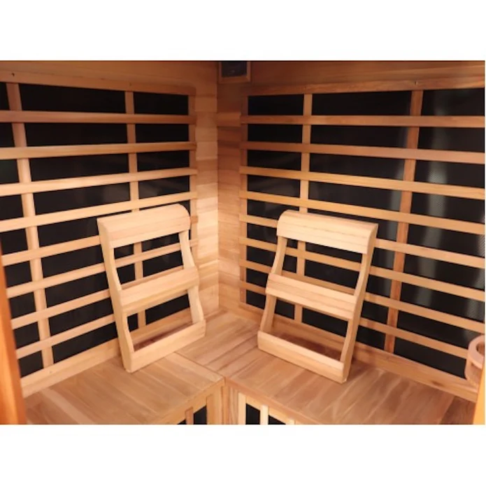 SunRay Bristol Bay 4 Person Corner Cedar Infrared Sauna with Carbon Heaters  -  HL400KC