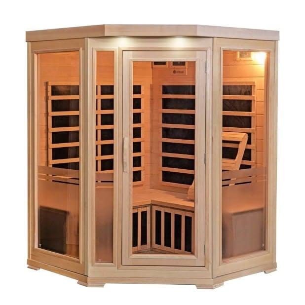 HeatWave Sonoma 3-Person Hemlock Infrared Corner Sauna with 7 Carbon Heaters - SA7019 - IN STOCK