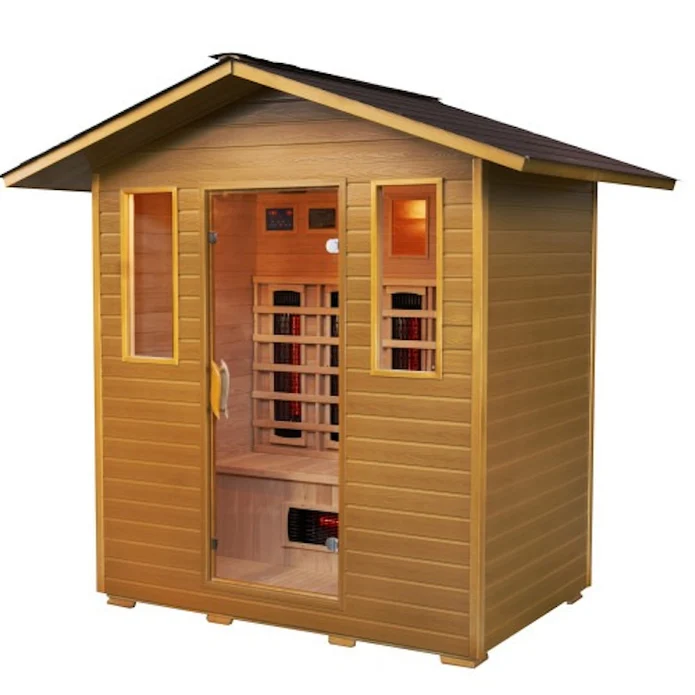 SunRay Cayenne 4 Person Outdoor Infrared Sauna with Ceramic Heaters  -  HL400D3