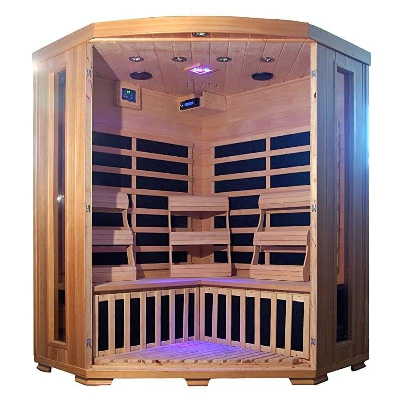 HeatWave Sonoma 3-Person Hemlock Infrared Corner Sauna with 7 Carbon Heaters - SA7019 - IN STOCK