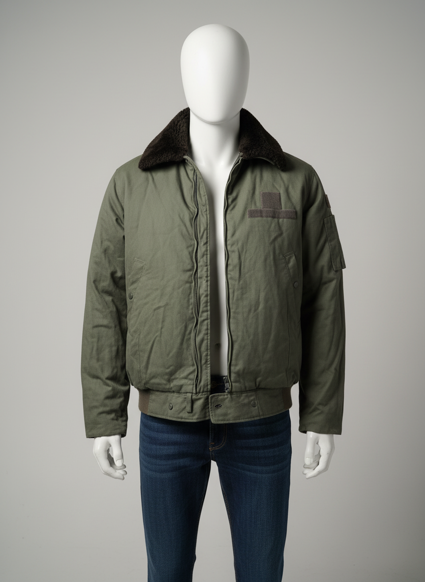 veste bomber kaki col fourrure