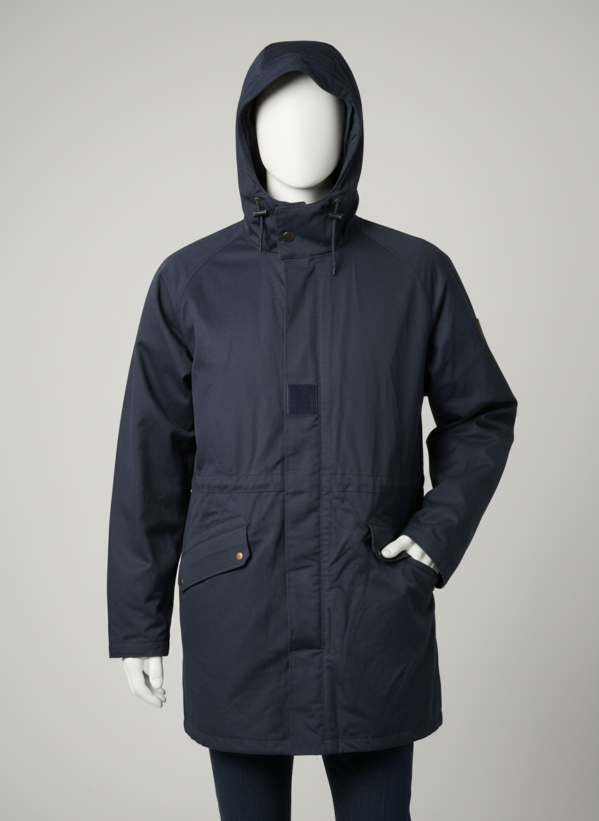 parka homme bleu marine à capuche