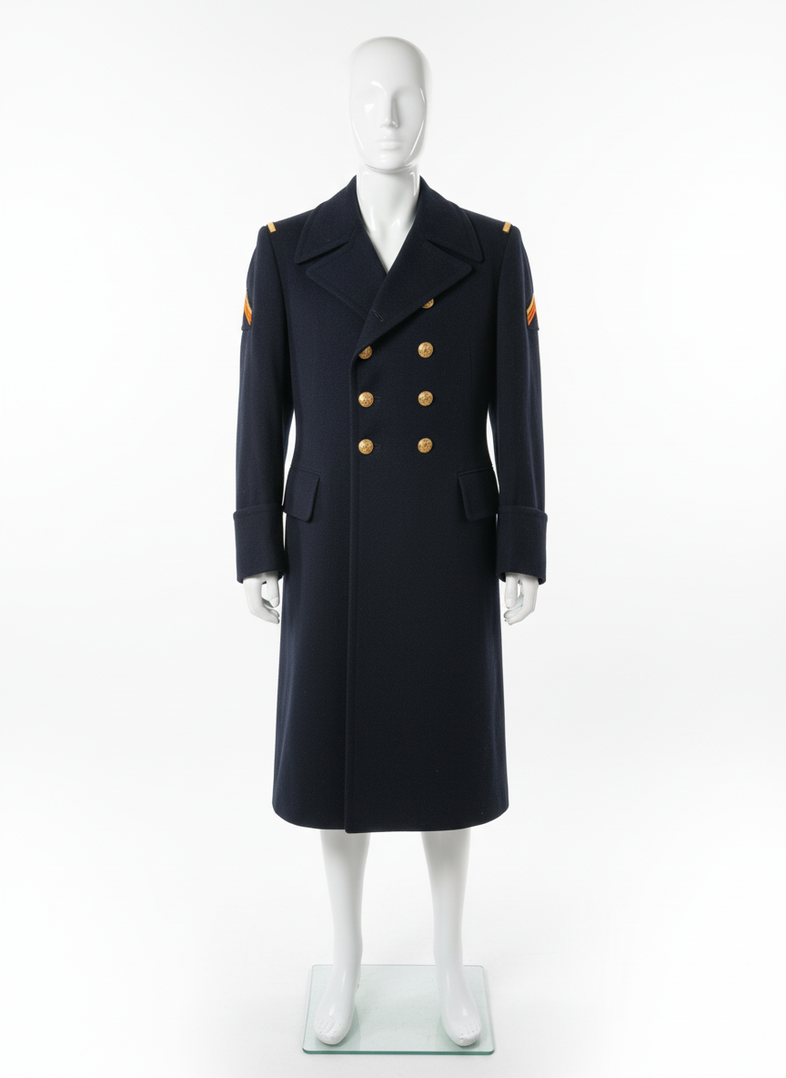 Manteau militaire bleu marine à double boutonnage