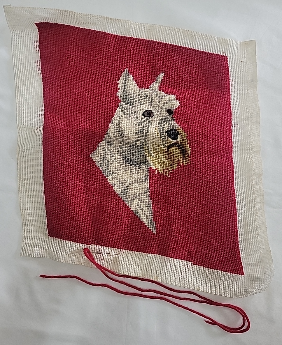 Miniature Schnauzer Red Wool Needlepoint