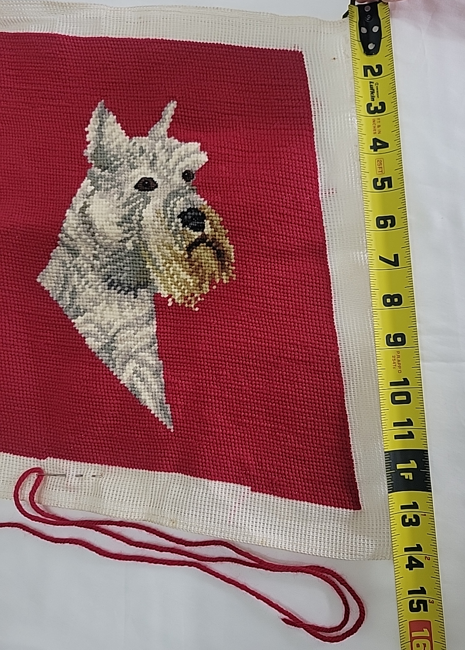 Miniature Schnauzer Red Wool Needlepoint