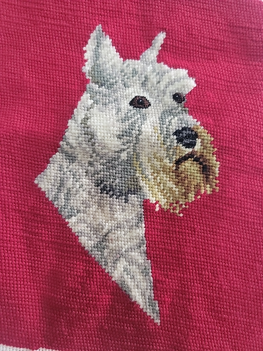 Miniature Schnauzer Red Wool Needlepoint