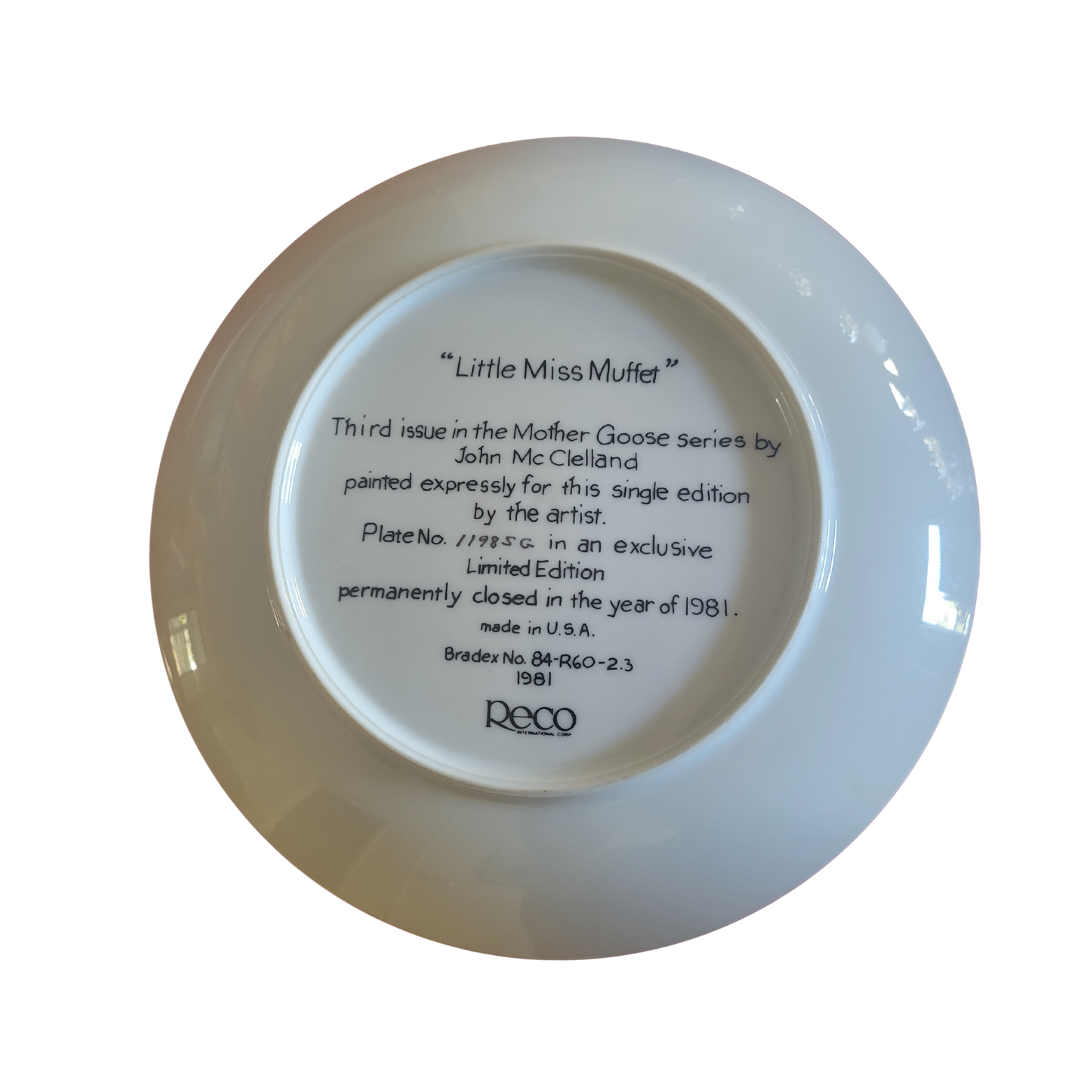 Little Miss Muffet Collector Plate