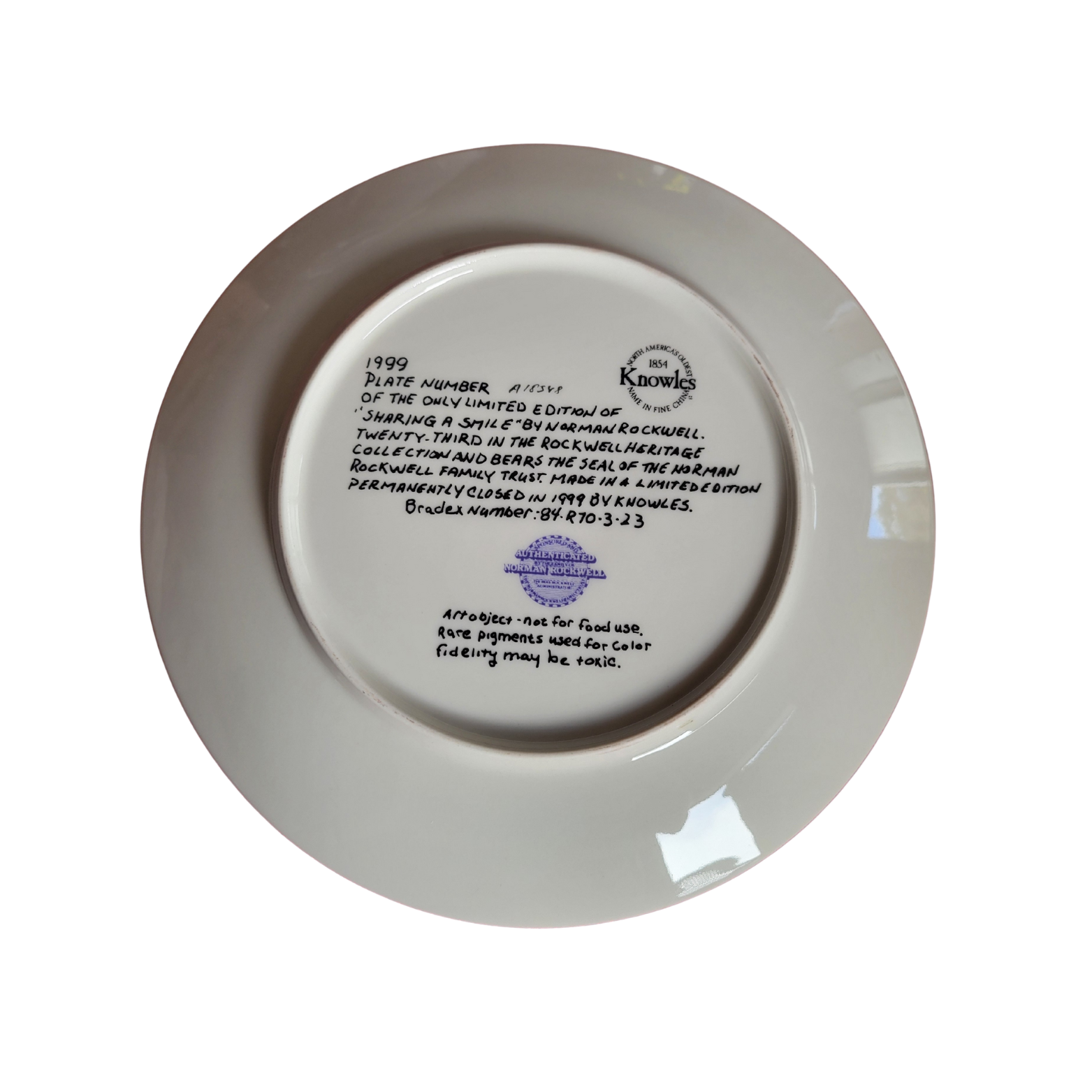 "Sharing A Smile" Norman Rockwell Knowles Collector Plate